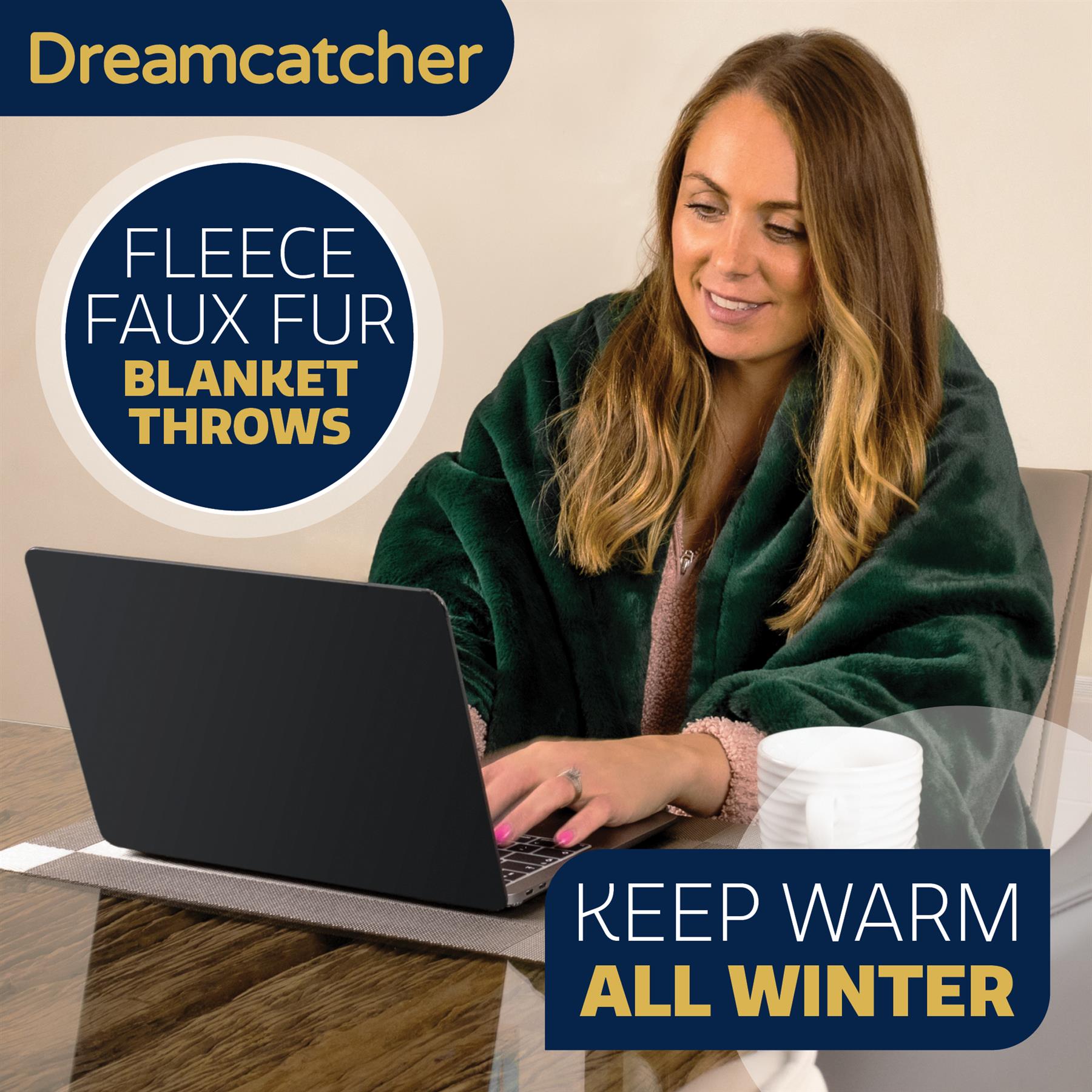 Dreamcatcher Blanket Throw Faux Fur Warm Fleece Over Bed Sofa Travel 160x130cm - Picture 20 of 57