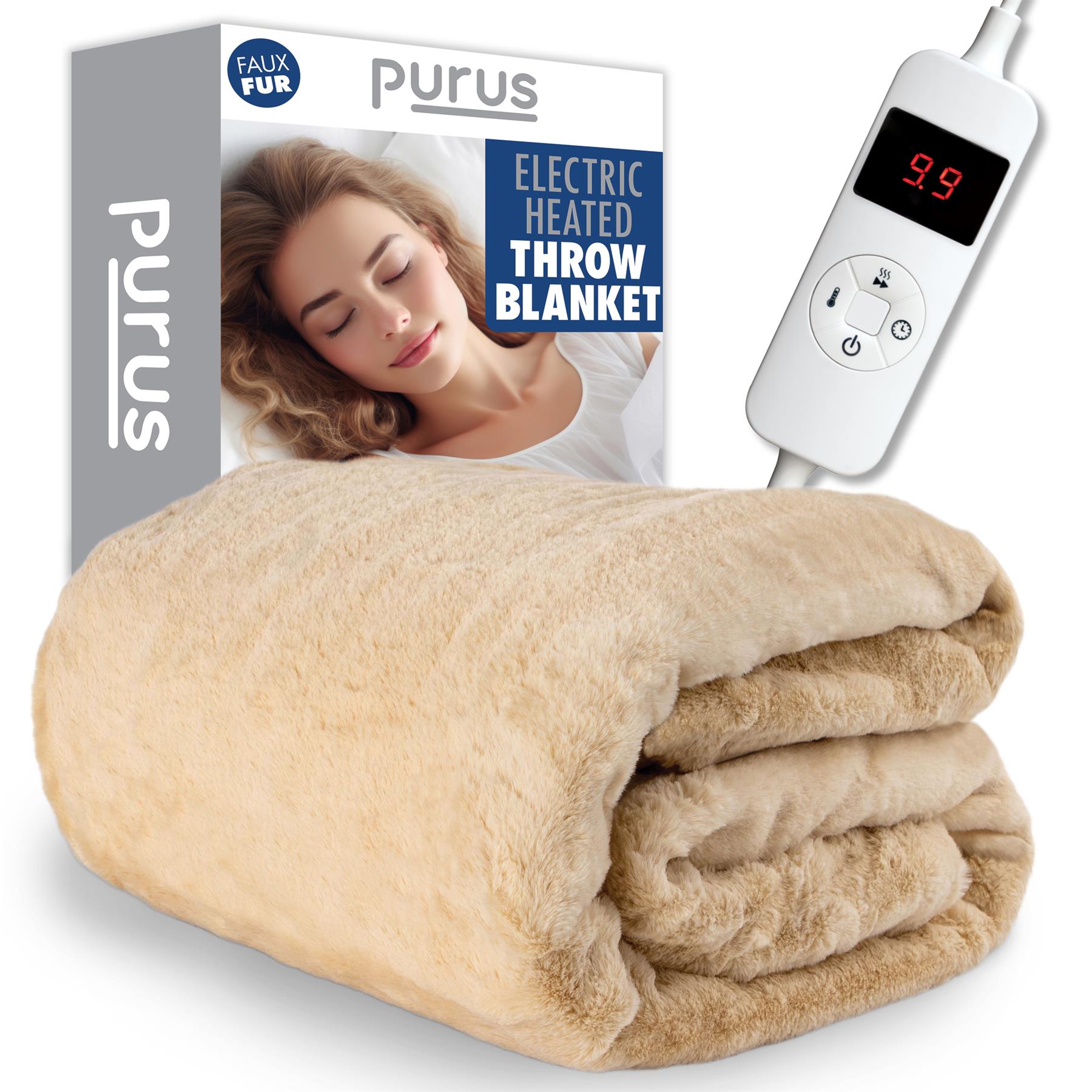 Purus Luxury Electric Heated Throw Blanket Bed Sofa Timer Double Soft Fleece - Picture 47 of 54