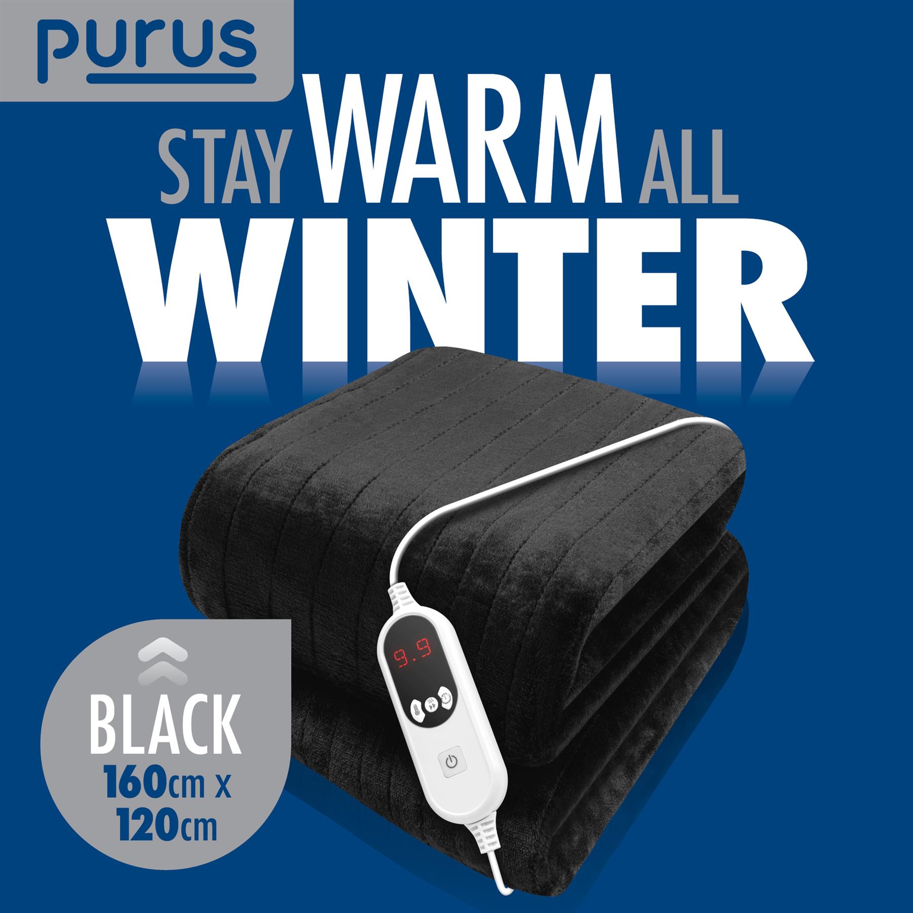 Purus Luxury Electric Heated Throw Blanket Bed Sofa Timer Double Soft Fleece - Picture 29 of 54
