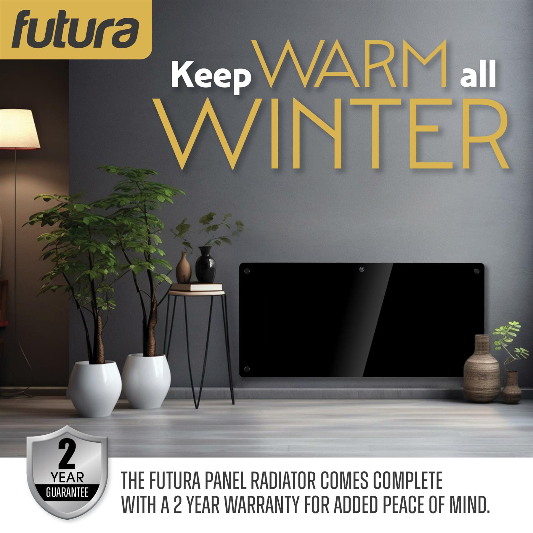 Futura Electric Glass Panel Radiator Heater Wall Mounted Timer Thermostat Black - Picture 33 of 33