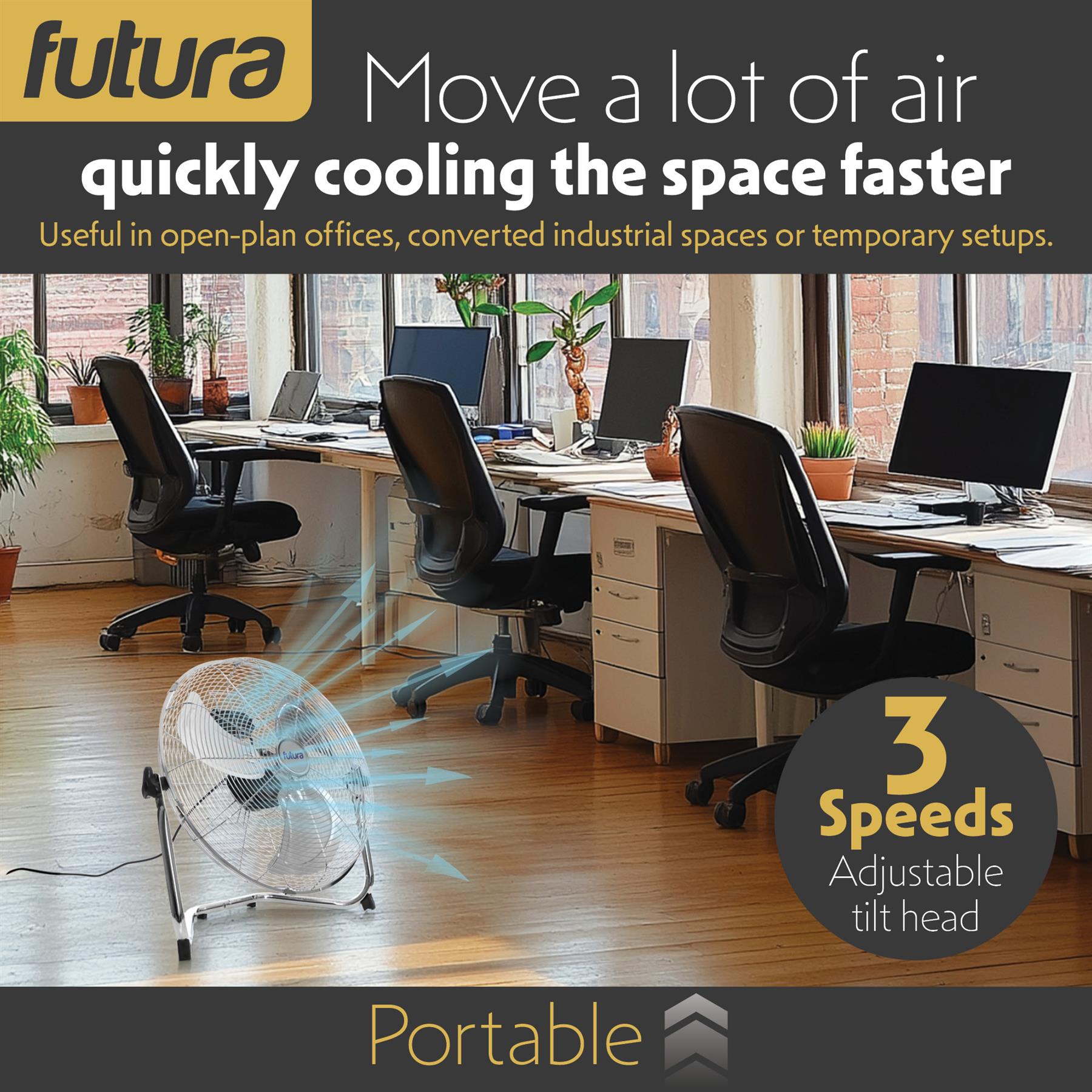 Futura Floor Fan Metal High Velocity Air Cooling 14 16 20 Inch Powerful - Produktbild 2