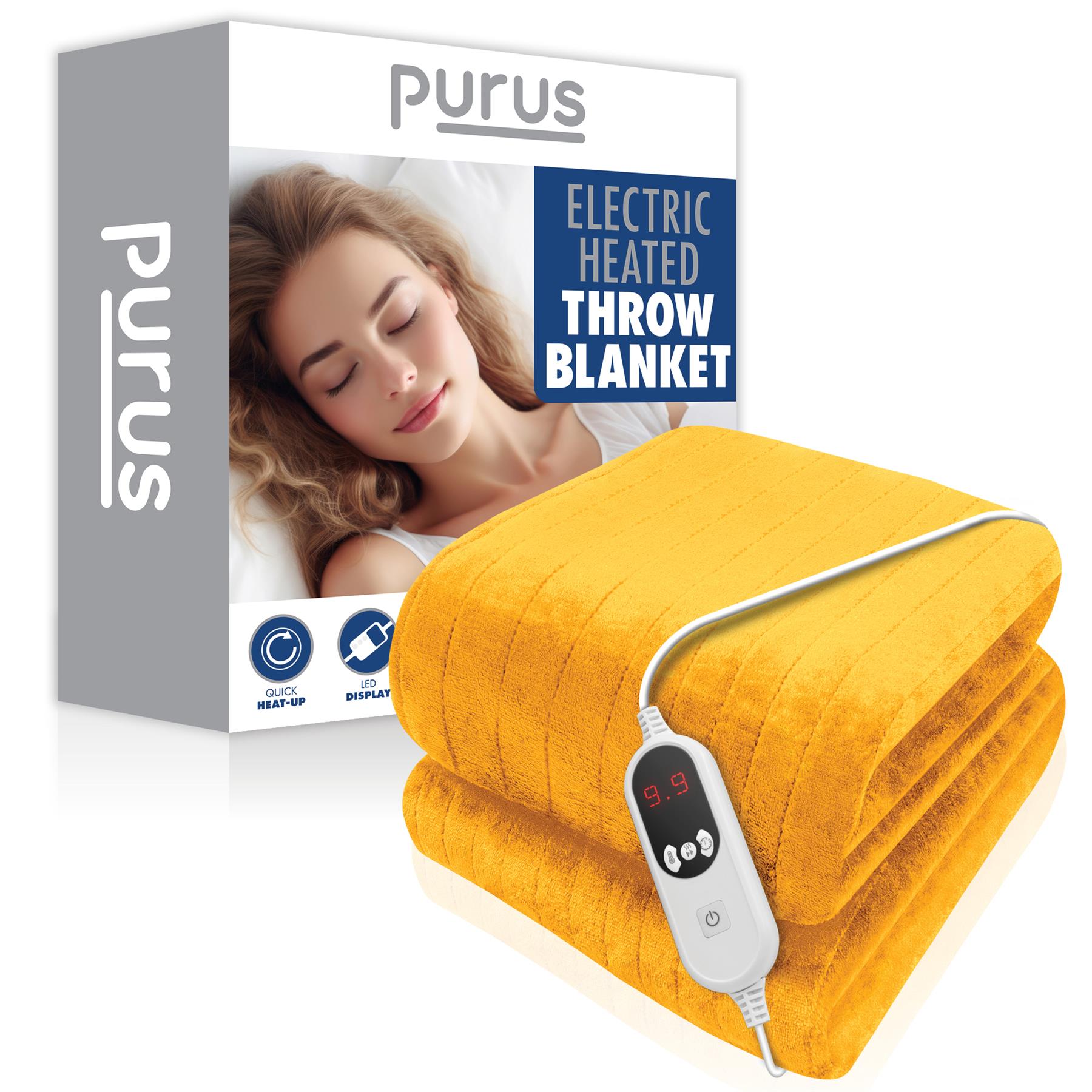 Purus Luxury Electric Heated Throw Blanket Bed Sofa Timer Double Soft Fleece - Picture 31 of 54
