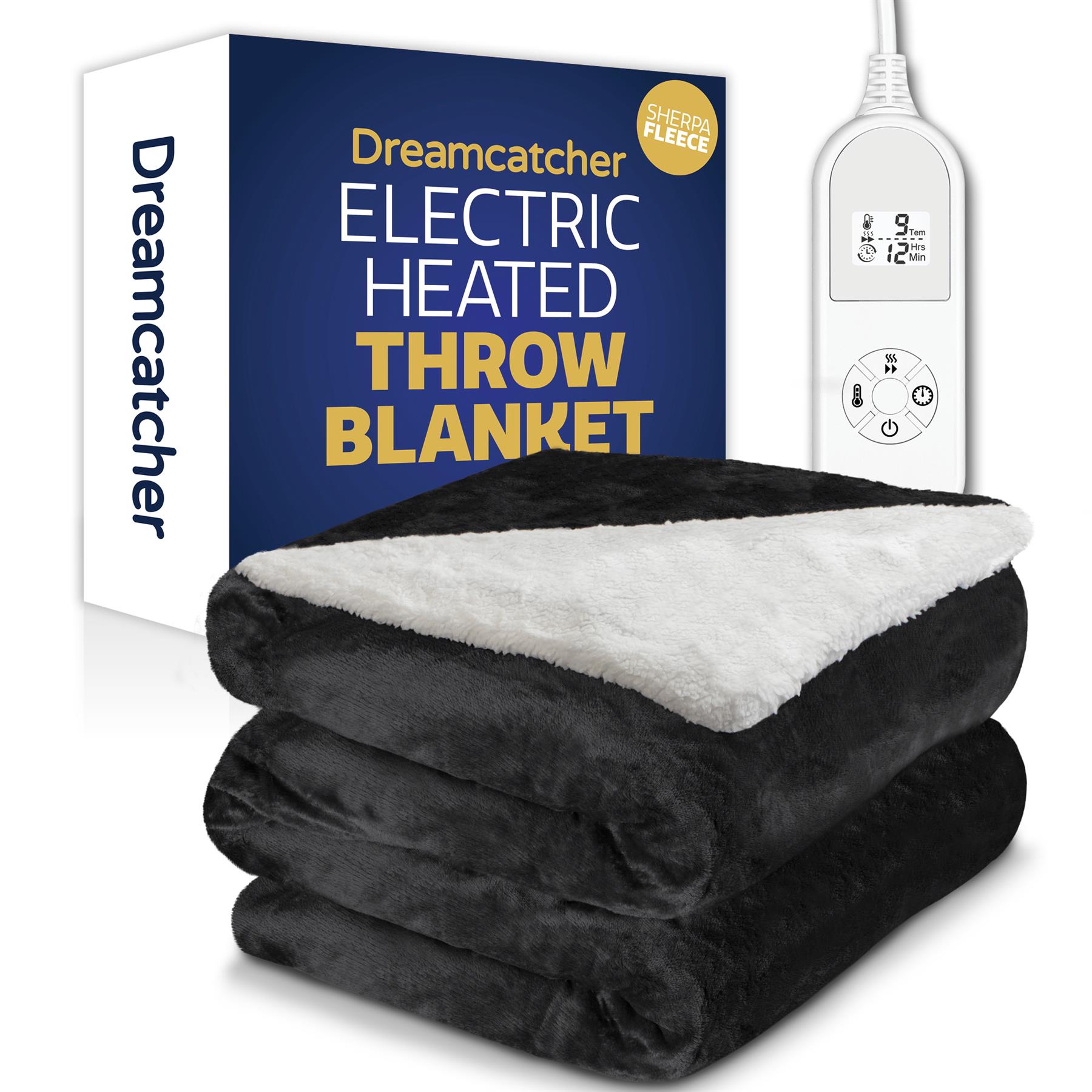 Electric Heated Throw Large Fleece Warm Blanket Washable Timer & Heat Settings - Picture 25 of 32