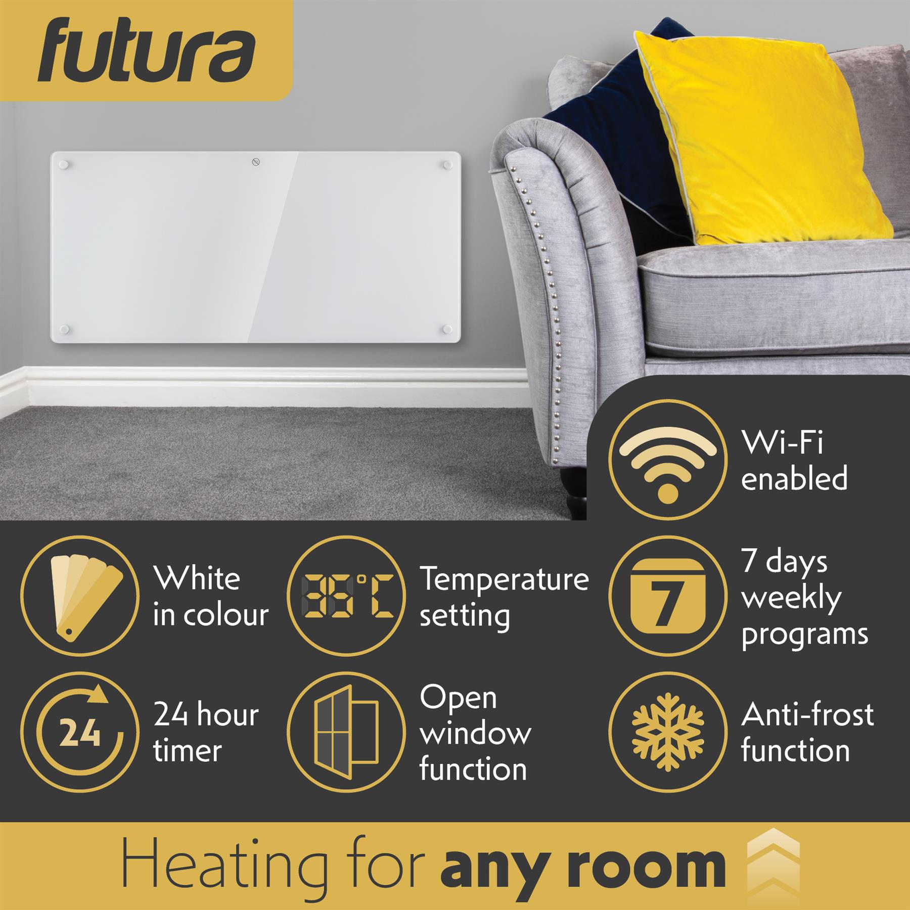 WIFI Electric Panel Heater Wall Mounted or Portable Heater Timer & Thermostat - Picture 23 of 55