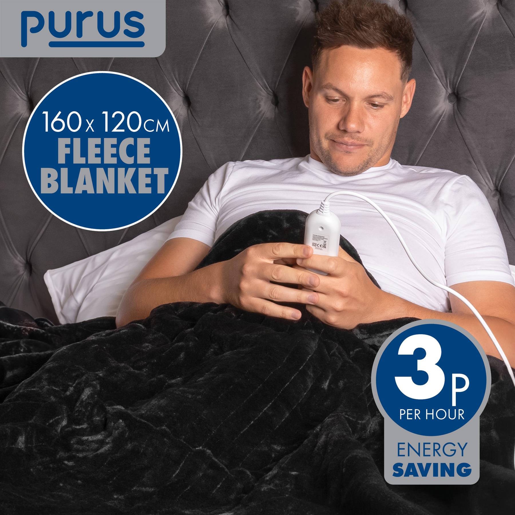 Purus Luxury Electric Heated Throw Blanket Bed Sofa Timer Double Soft Fleece - Picture 25 of 54