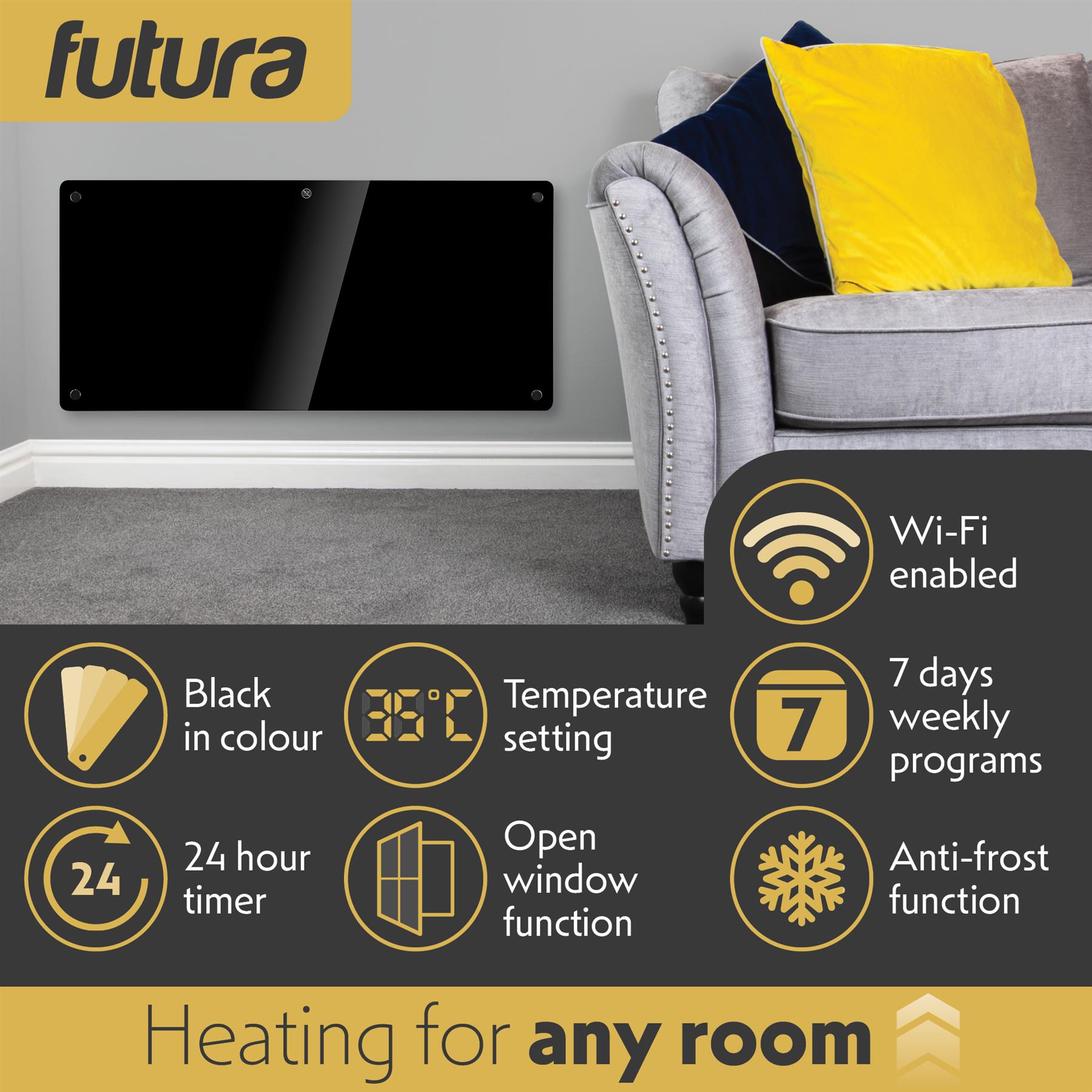 WIFI Electric Panel Heater Wall Mounted or Portable Heater Timer & Thermostat - Picture 50 of 55
