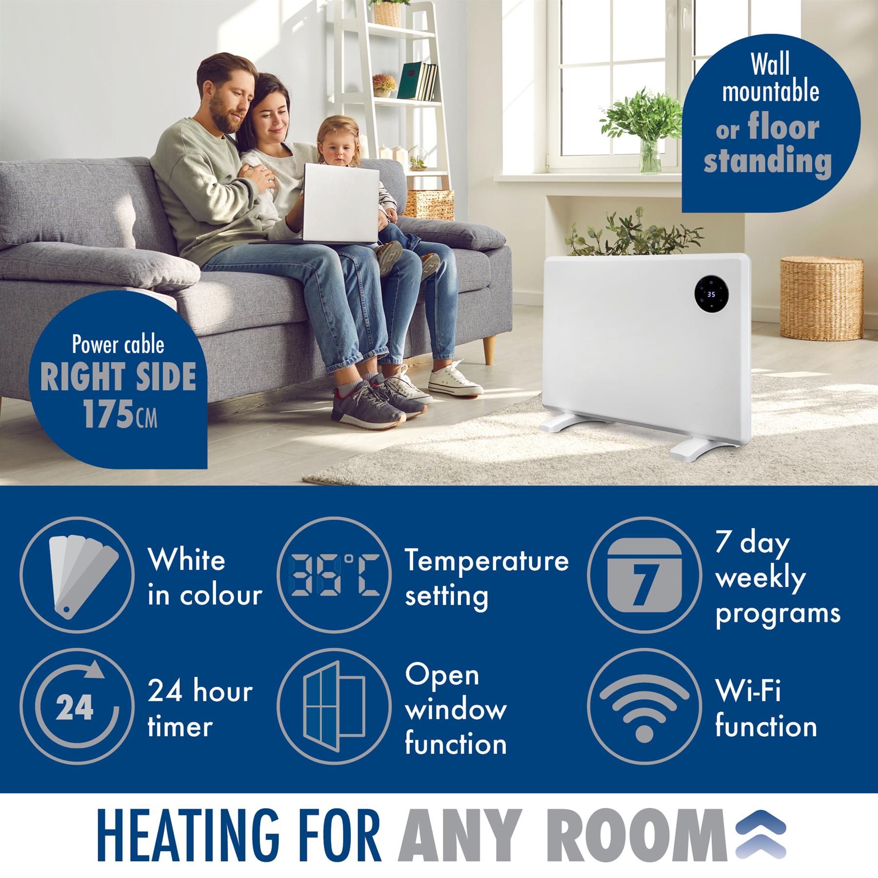 WIFI Electric Panel Heater Wall Mounted or Portable Heater Timer & Thermostat - Picture 20 of 55