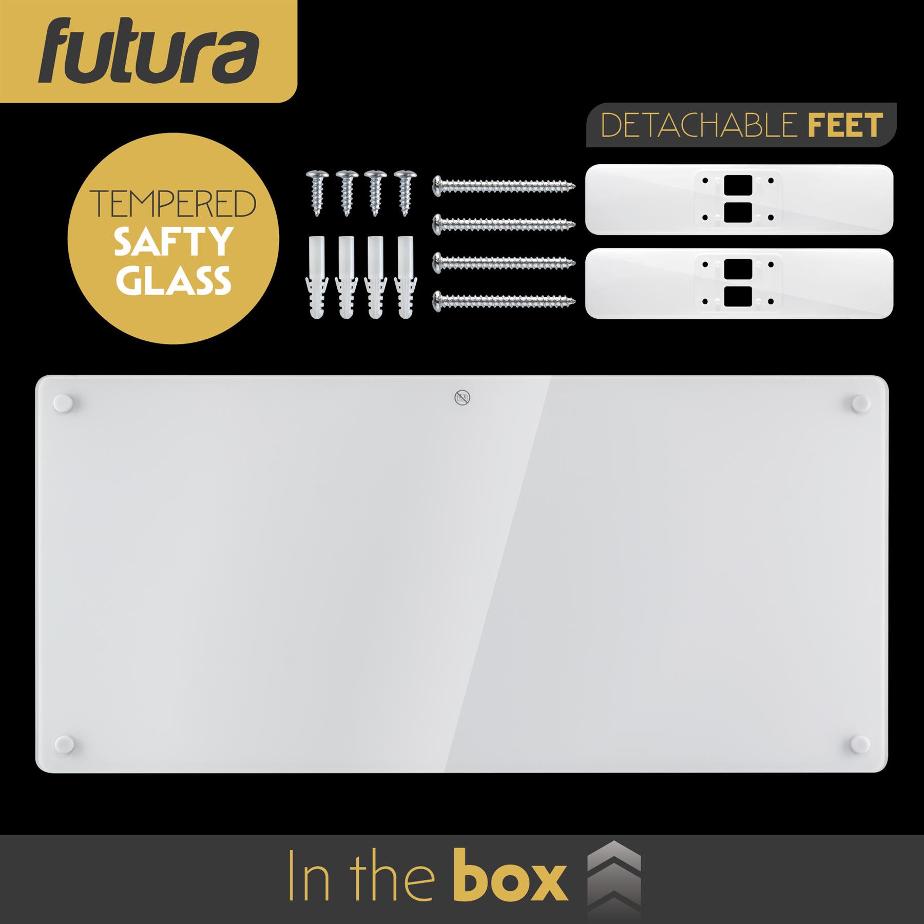 Futura Electric Glass Panel Radiator Heater Wall Mounted Timer Thermostat White - Picture 28 of 32