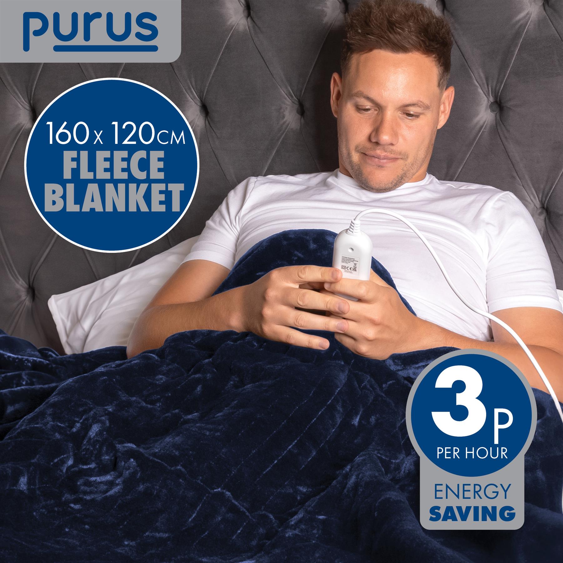 Purus Luxury Electric Heated Throw Blanket Bed Sofa Timer Double Soft Fleece - Picture 17 of 54