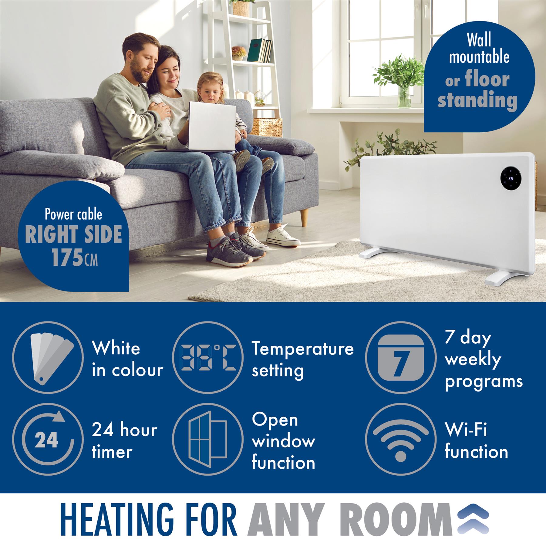 WIFI Electric Panel Heater Wall Mounted or Portable Heater Timer & Thermostat - Picture 44 of 55