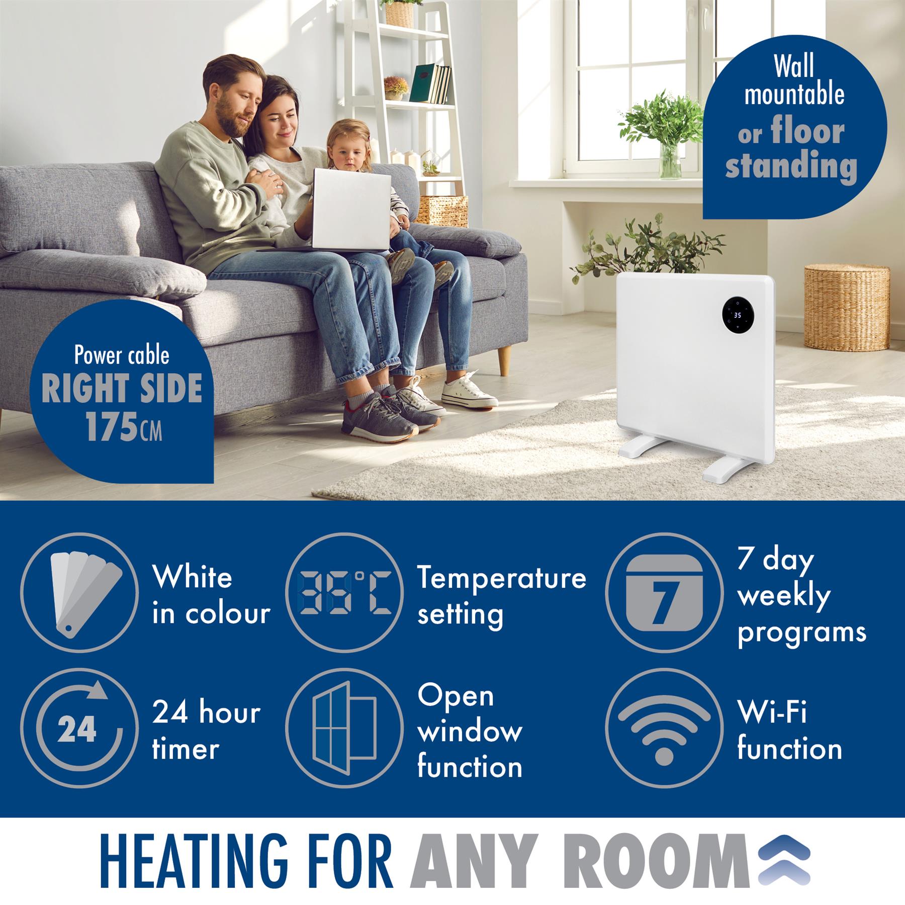 WIFI Electric Panel Heater Wall Mounted or Portable Heater Timer & Thermostat - Picture 12 of 55