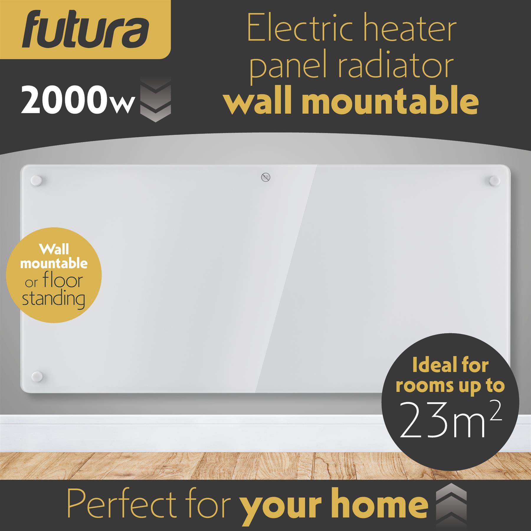 Futura Electric Glass Panel Radiator Heater Wall Mounted Timer Thermostat White - Picture 26 of 32