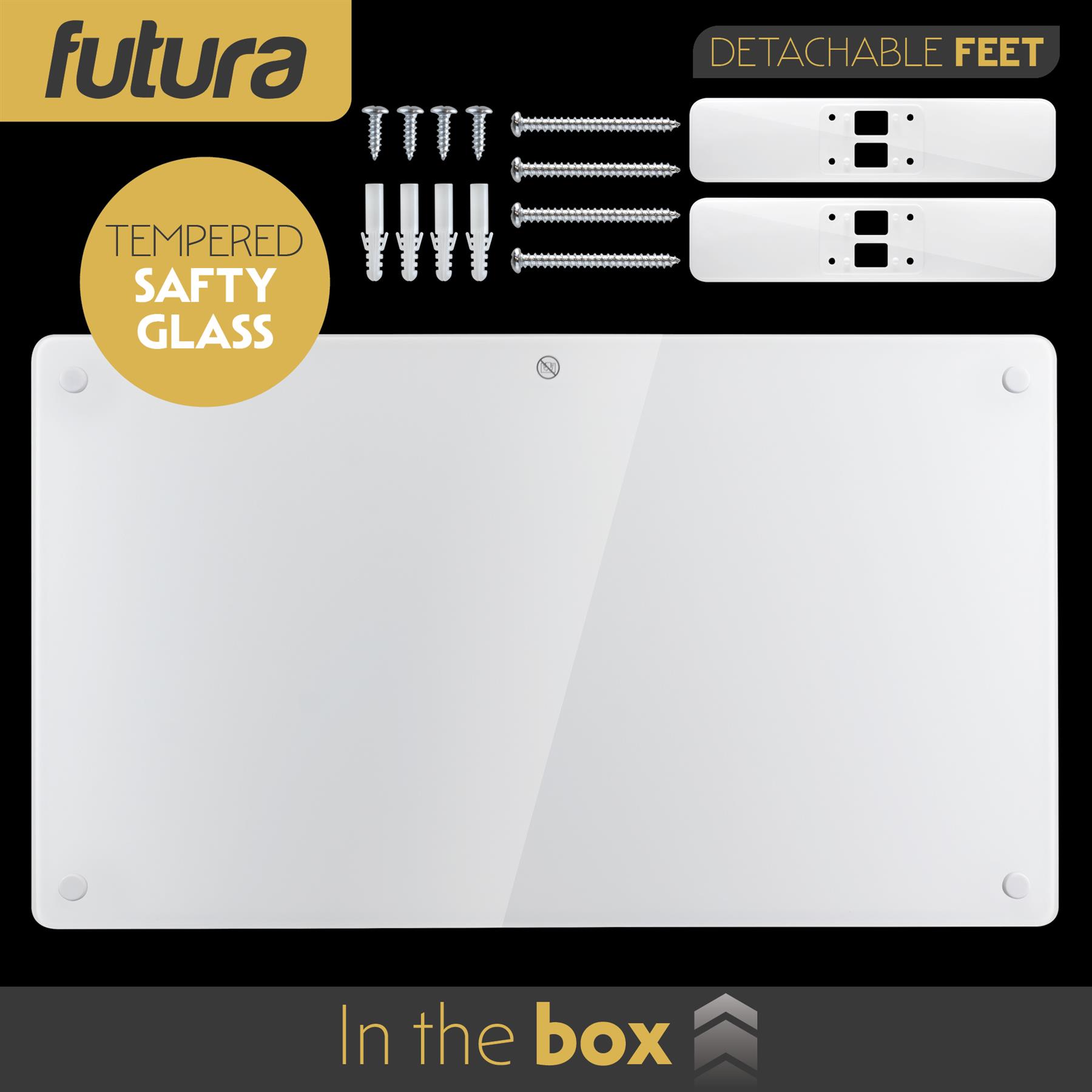 Futura Electric Glass Panel Radiator Heater Wall Mounted Timer Thermostat White - Picture 20 of 32