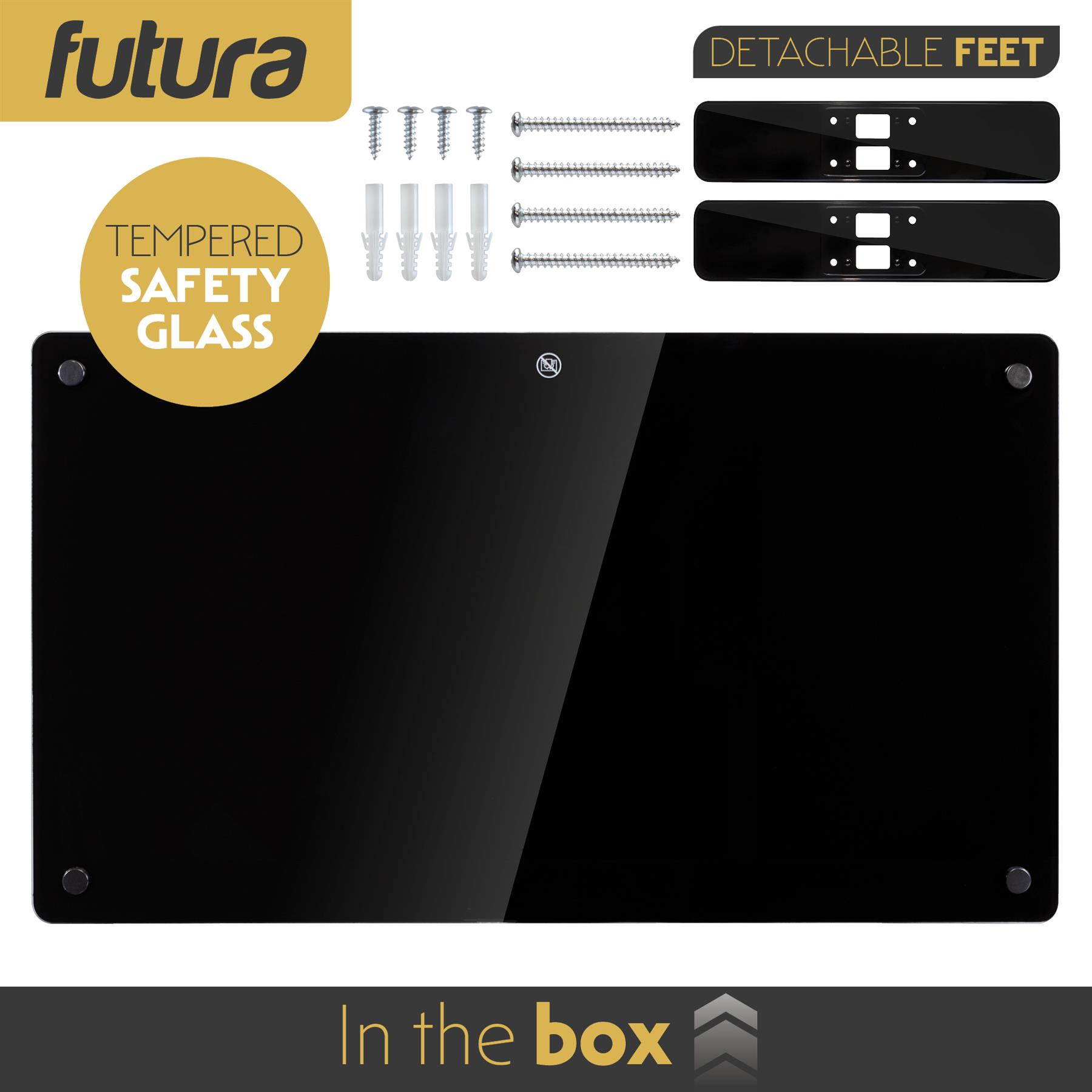 Futura Electric Glass Panel Radiator Heater Wall Mounted Timer Thermostat Black - Picture 21 of 33