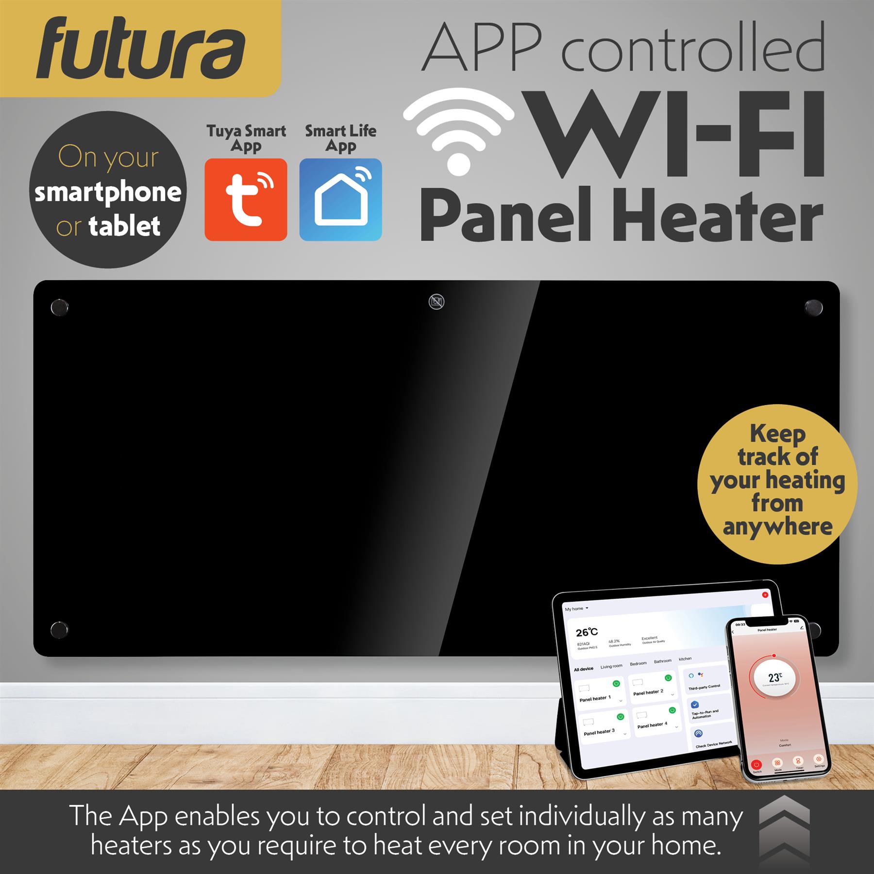 WIFI Electric Panel Heater Wall Mounted or Portable Heater Timer & Thermostat - Picture 49 of 55