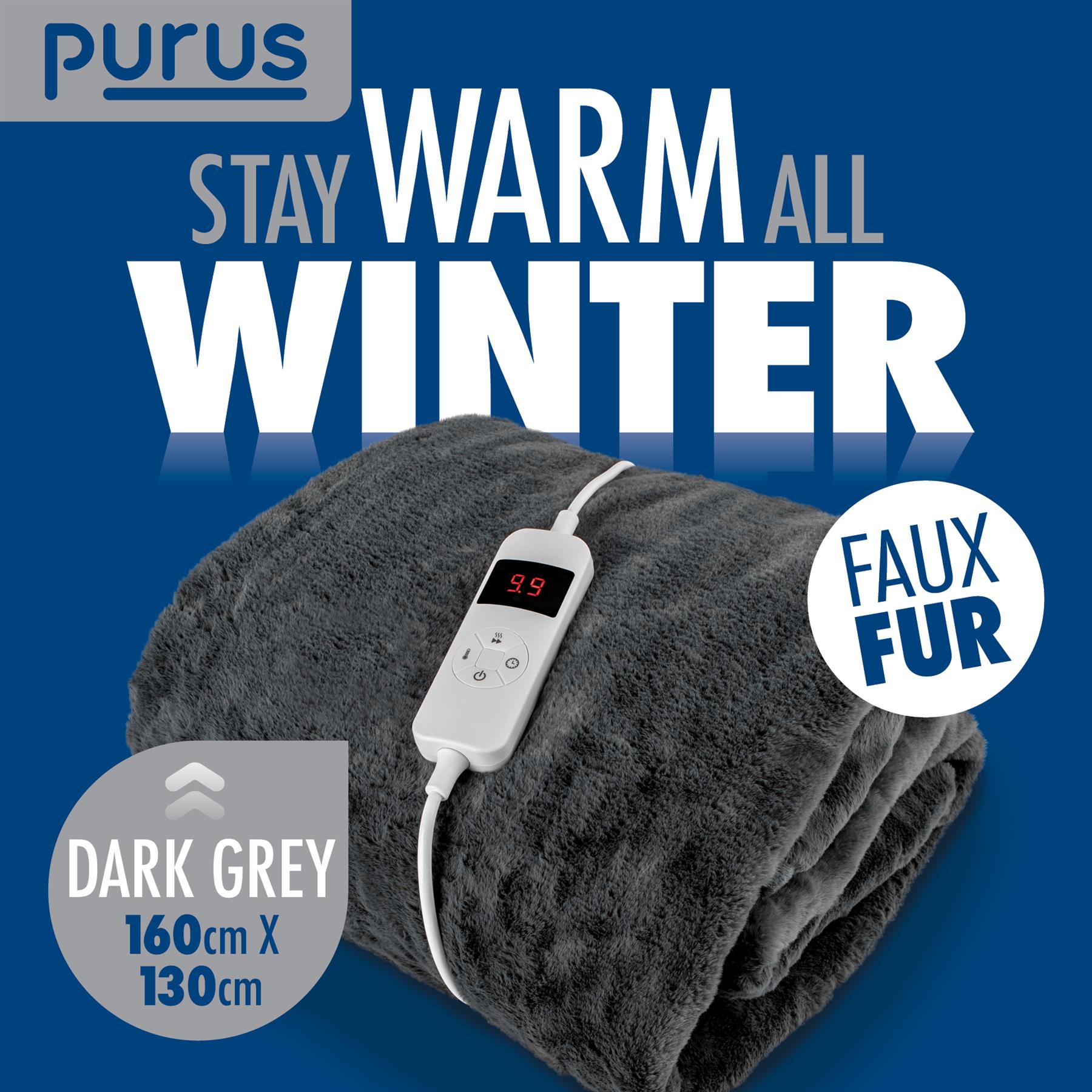 Purus Luxury Electric Heated Throw Blanket Bed Sofa Timer Double Soft Fleece - Picture 44 of 54