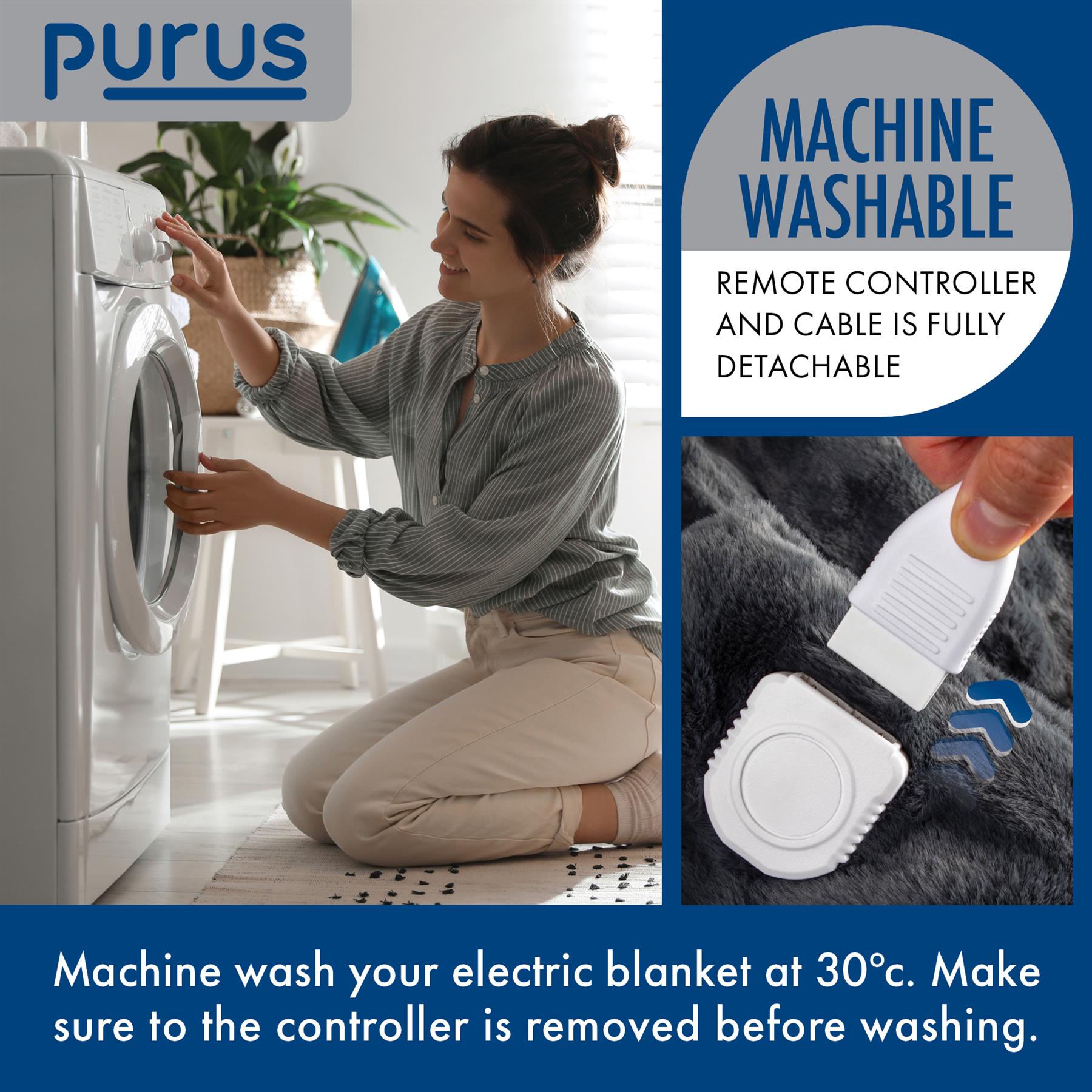 Purus Luxury Electric Heated Throw Blanket Bed Sofa Timer Double Soft Fleece - Picture 46 of 54
