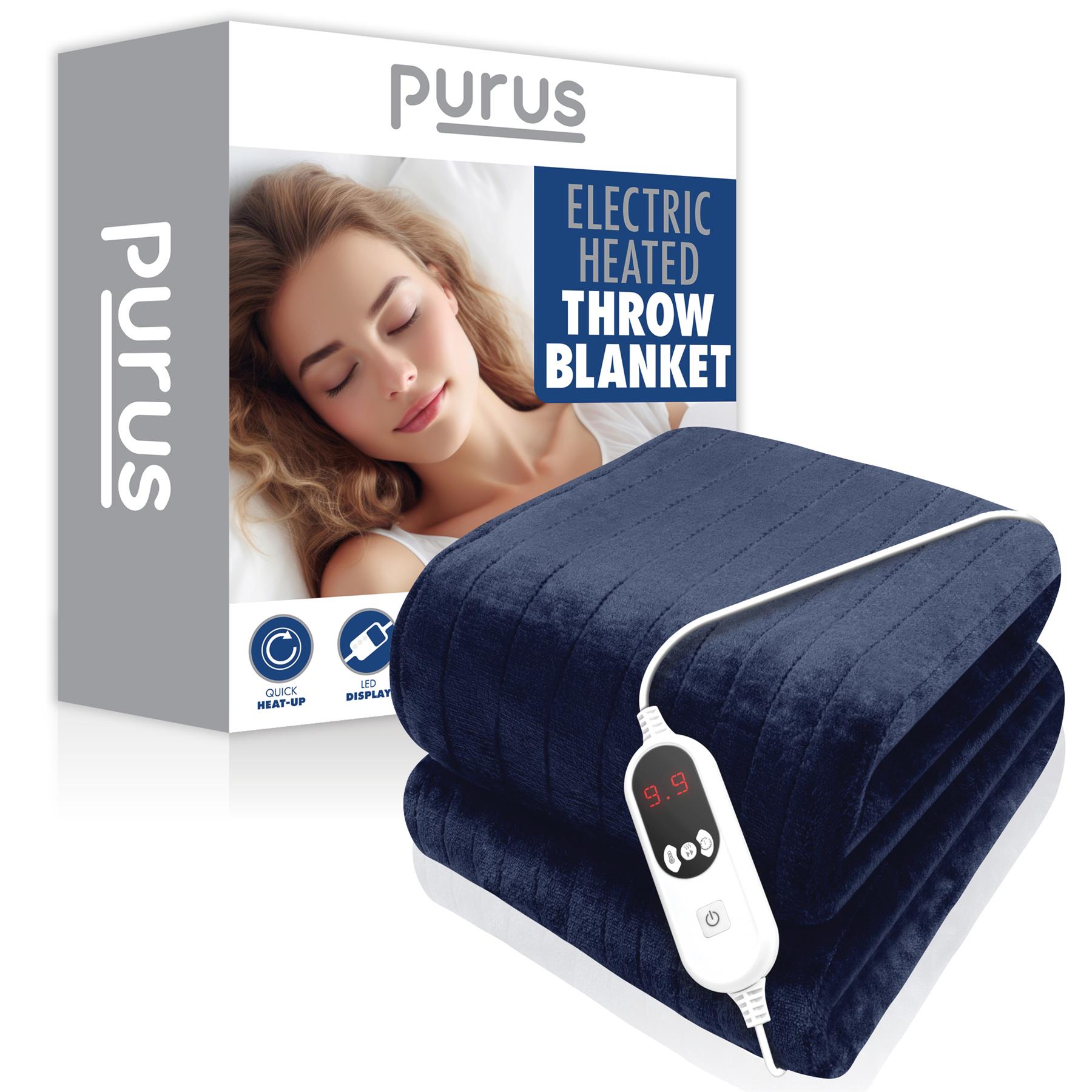 Purus Luxury Electric Heated Throw Blanket Bed Sofa Timer Double Soft Fleece - Picture 15 of 54