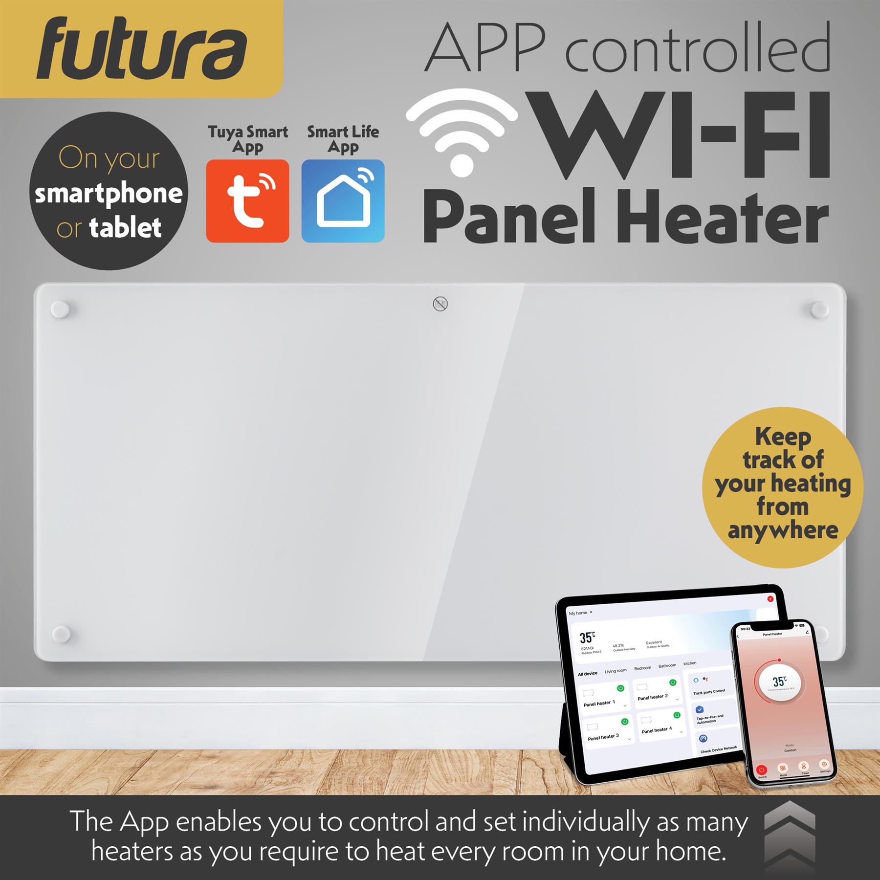 WIFI Electric Panel Heater Wall Mounted or Portable Heater Timer & Thermostat - Picture 21 of 55