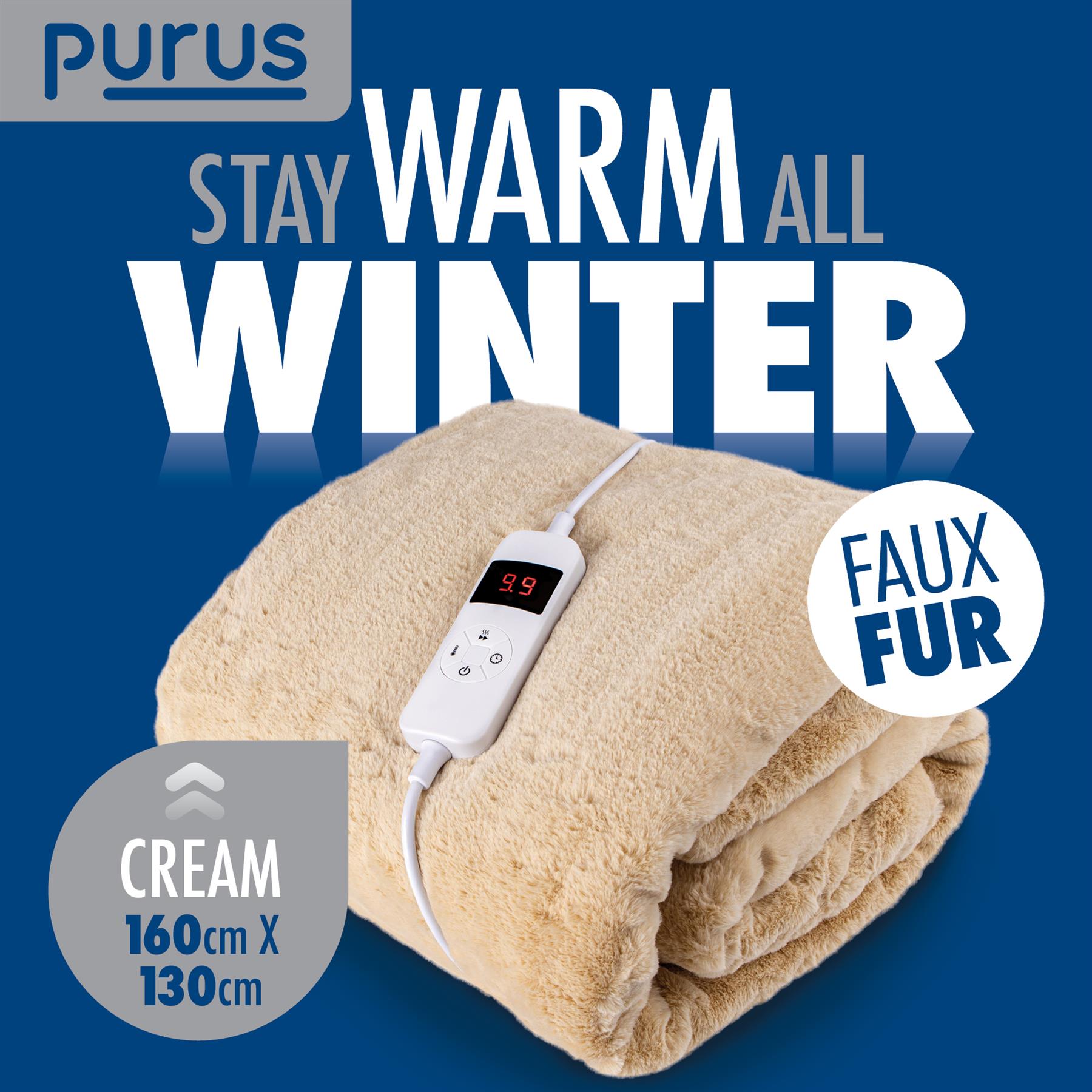 Purus Luxury Electric Heated Throw Blanket Bed Sofa Timer Double Soft Fleece - Picture 53 of 54