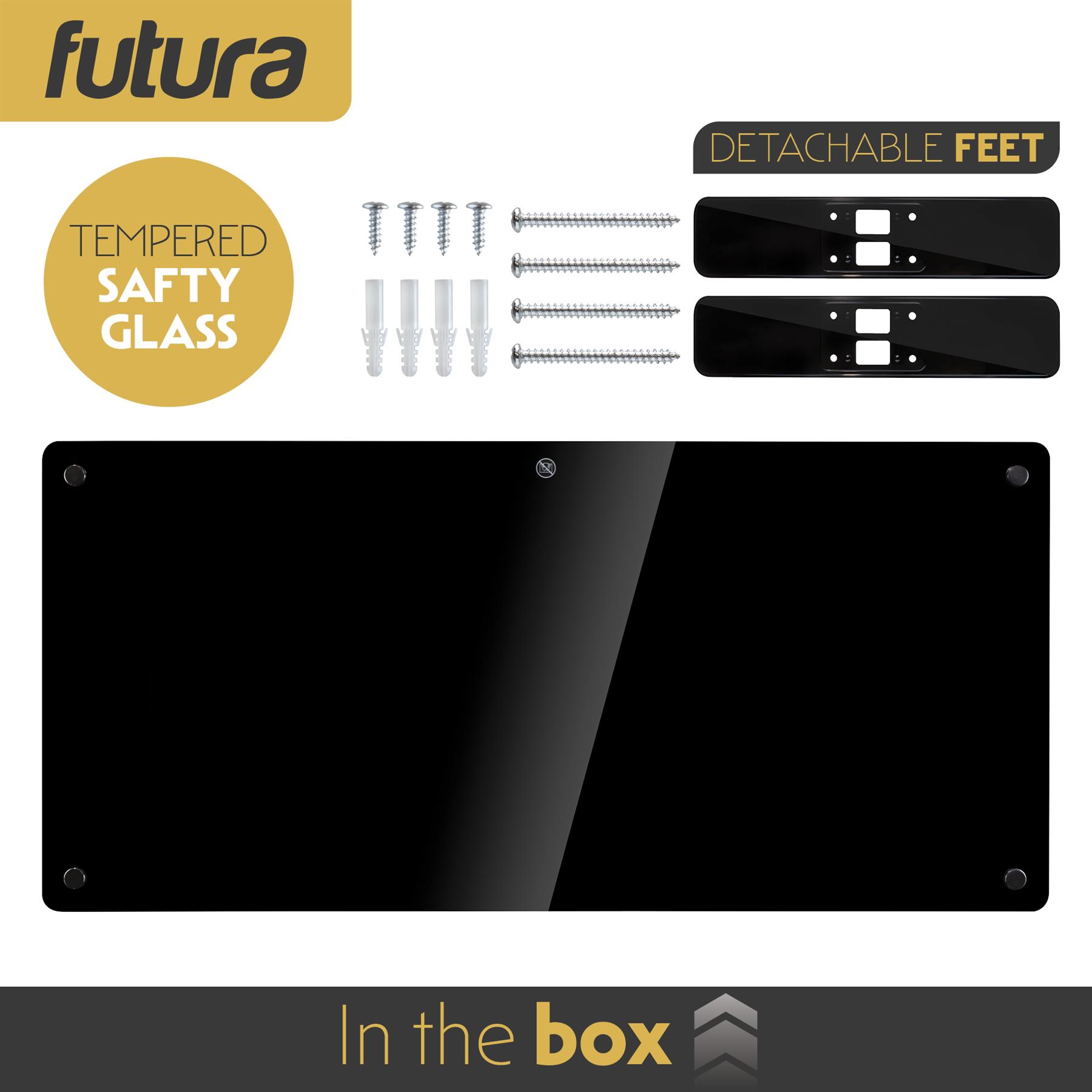 Futura Electric Glass Panel Radiator Heater Wall Mounted Timer Thermostat Black - Picture 29 of 33