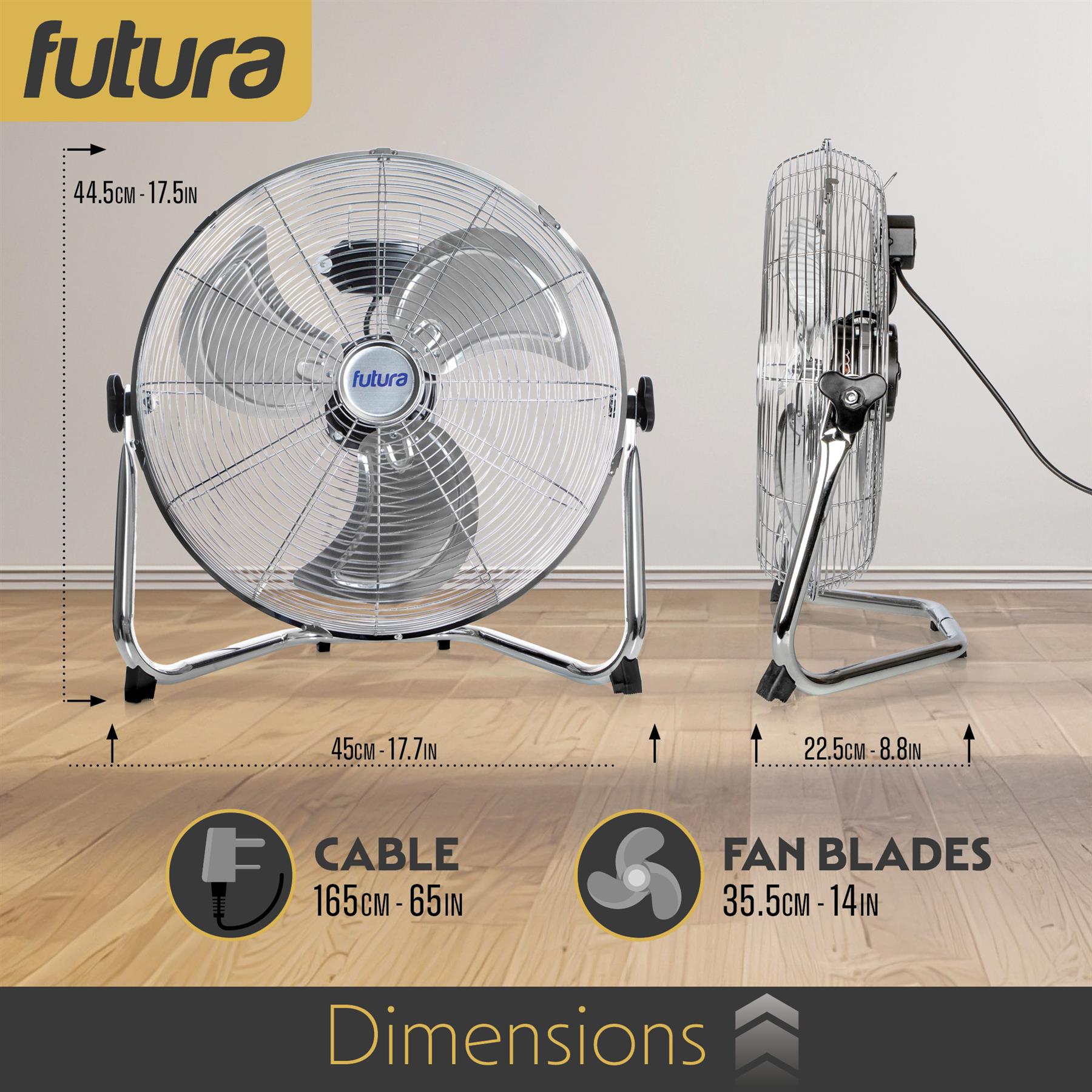 Futura Floor Fan Metal High Velocity Air Cooling 14 16 20 Inch Powerful - Produktbild 6