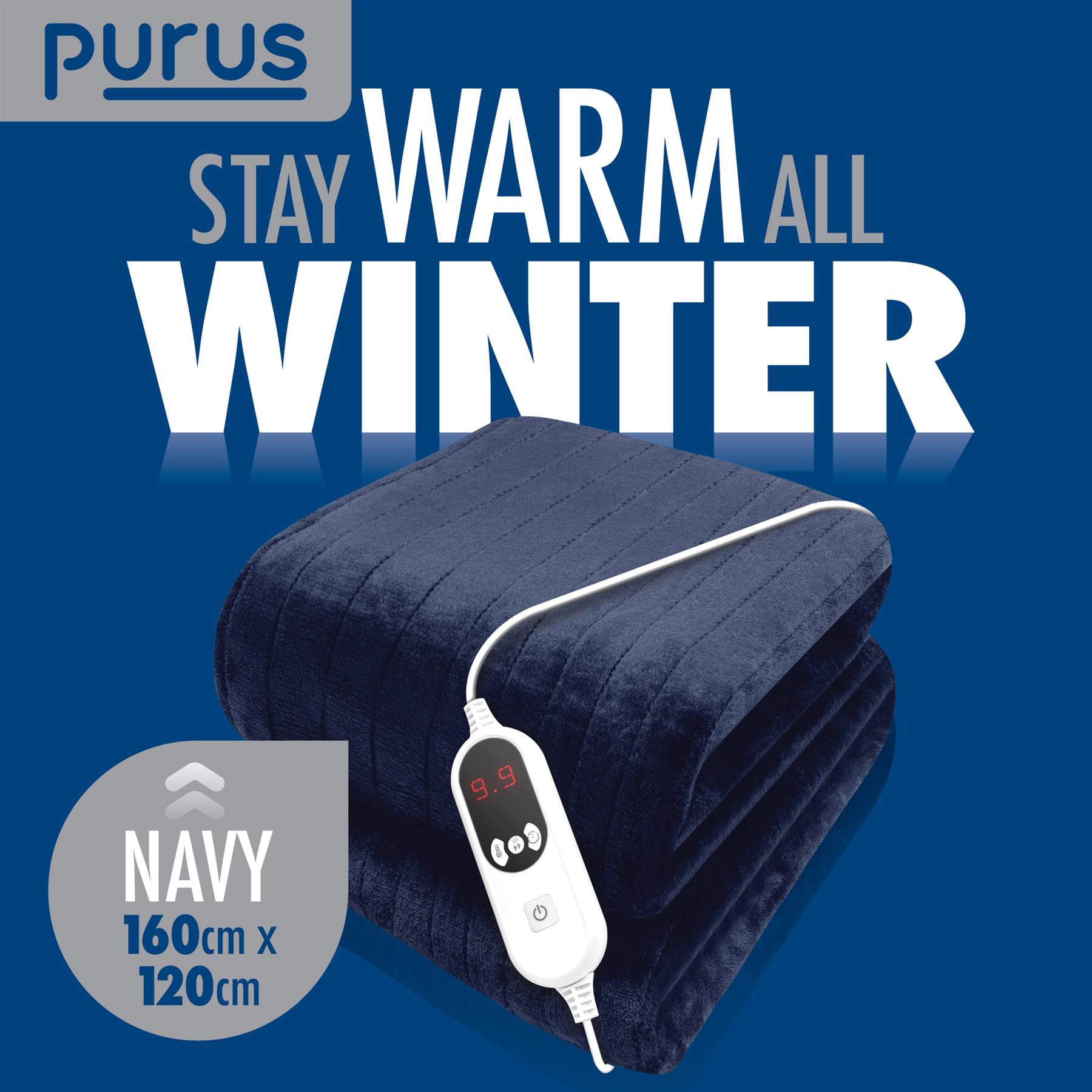 Purus Luxury Electric Heated Throw Blanket Bed Sofa Timer Double Soft Fleece - Picture 21 of 54