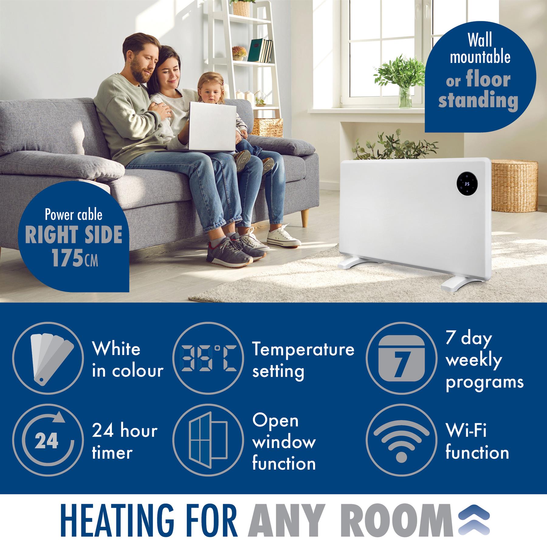 WIFI Electric Panel Heater Wall Mounted or Portable Heater Timer & Thermostat - Picture 36 of 55