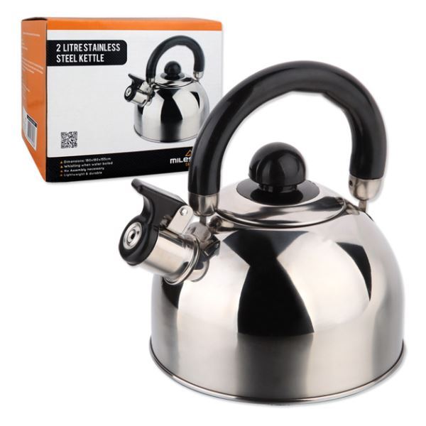 MILESTONE Camping Mens 65580 Stainless Steel Whistling Kettle Silver 2