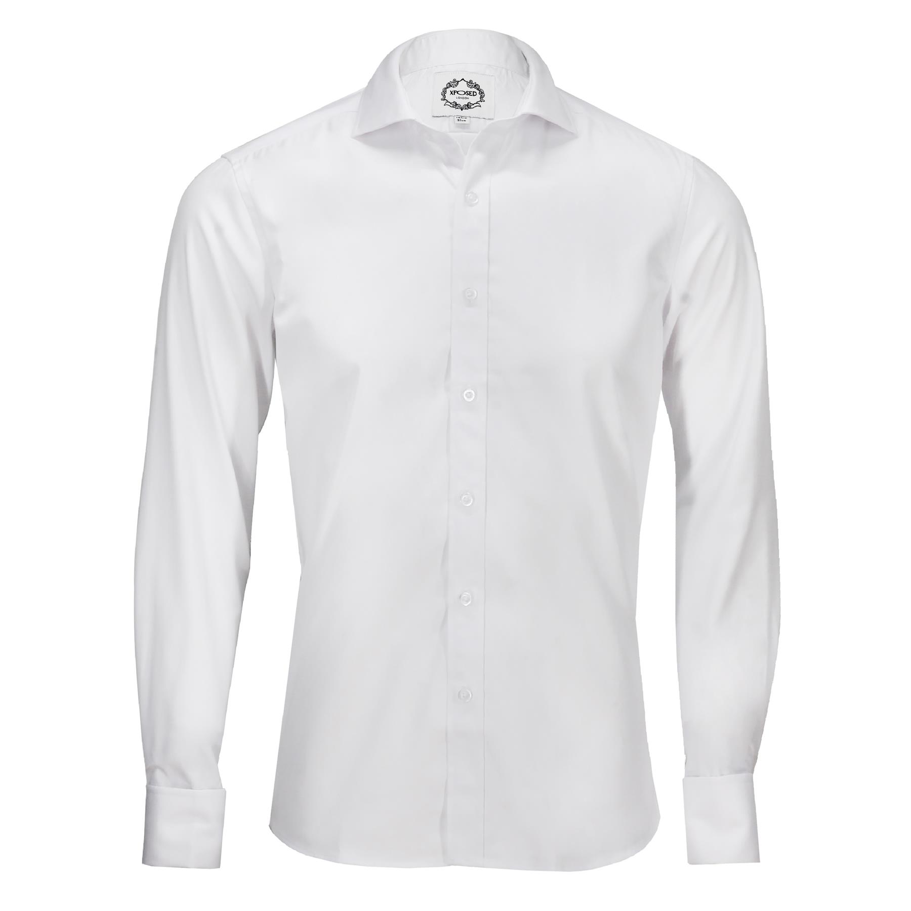 国内外の人気が集結 Cuff Double Shirt Dress White Mens with Iron Easy Cufflinks トップス