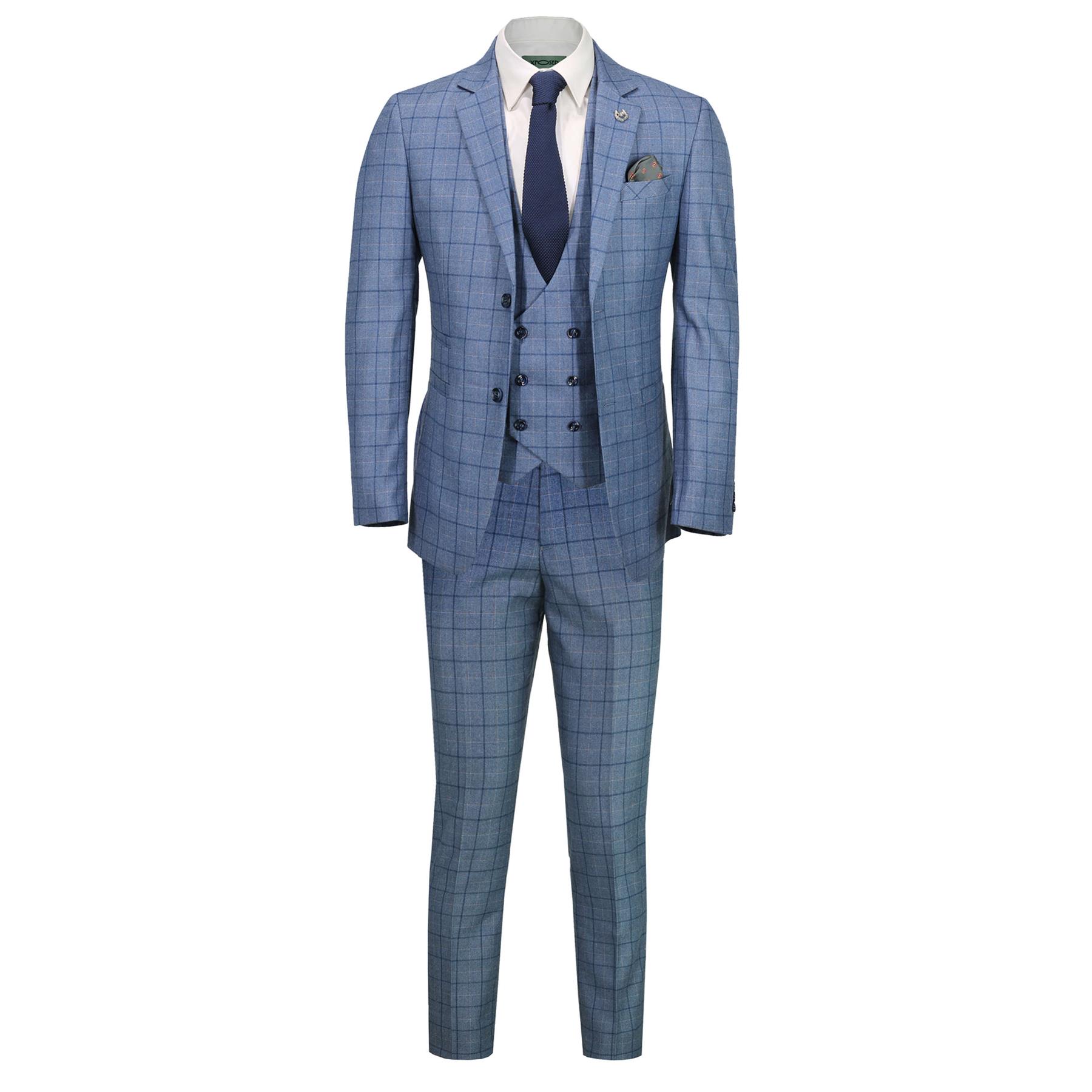 スーツ vintage blue 3peace suit Mens 3 Piece Blue-Grey Vintage Suit - Paul Andrew Victor