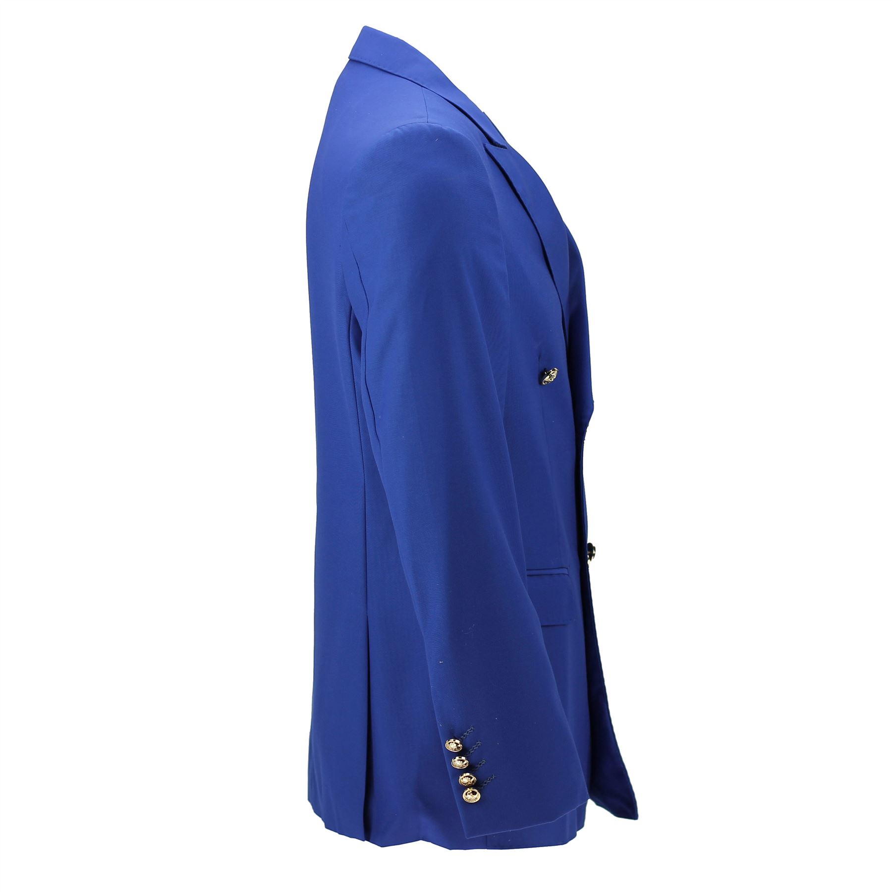 Mens Classic Fitted Double Breasted Black Blue Blazer Gold Buttons Jacket eBay