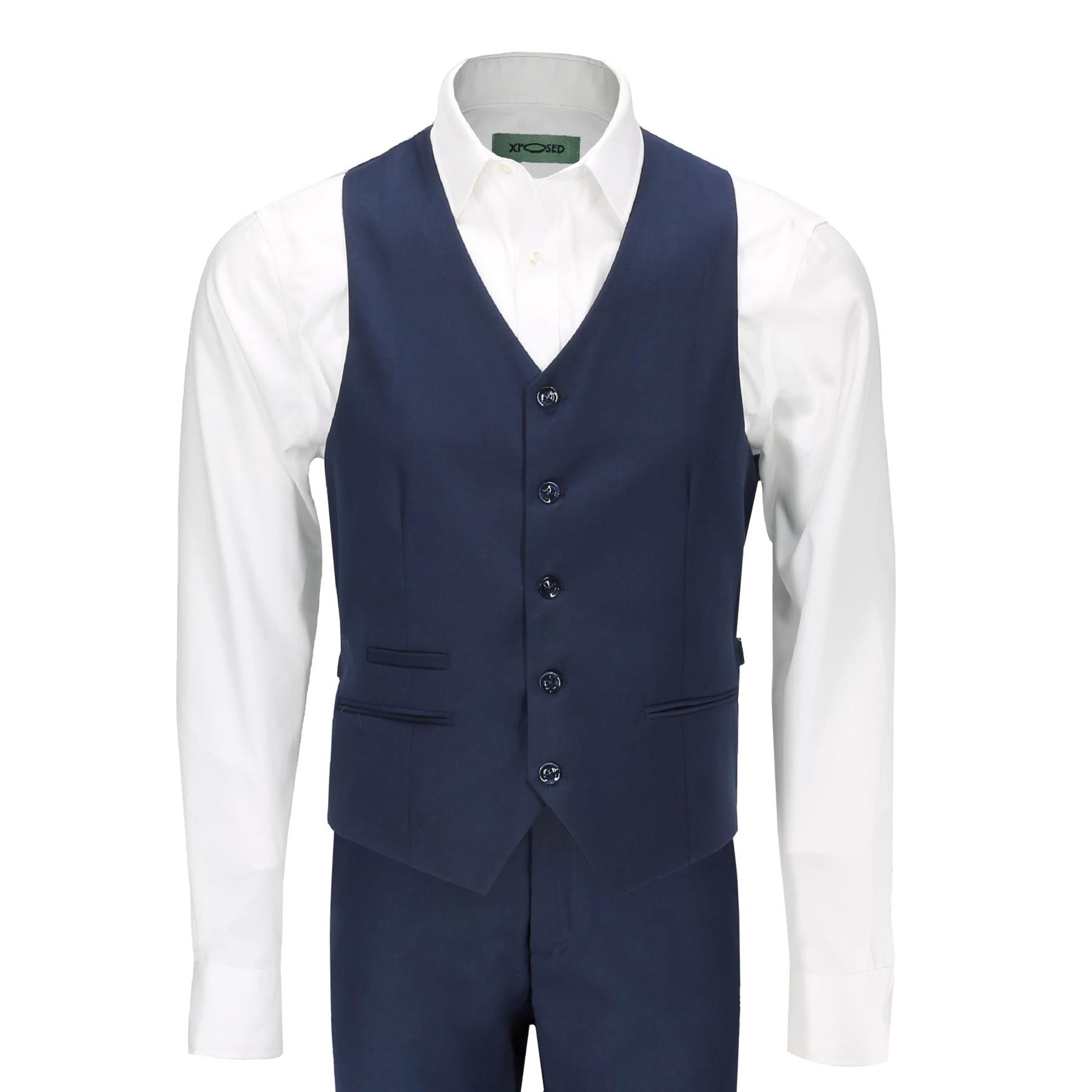 Mens Navy Nehru Jacket Mandarin Grandad Tab Collar 3 Piece Suit Wedding  Party | eBay