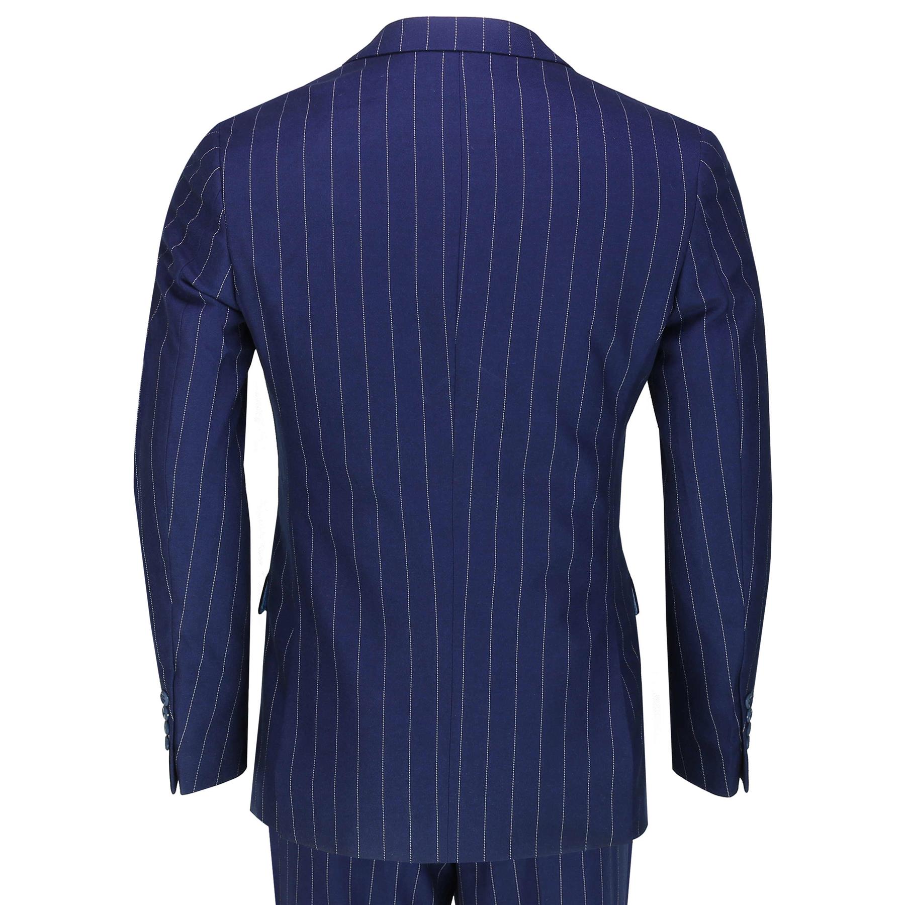 6088 - Mens 3 Piece Navy Single/Double Breasted Pinstripe