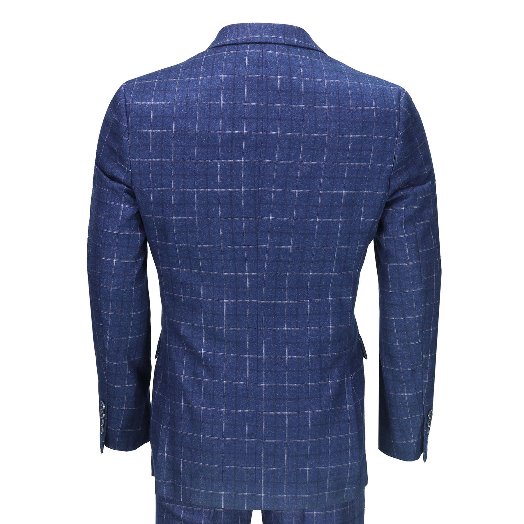 スーツ vintage blue 3peace suit Hector - Mens 3 Piece Check Suit Retro Vintage Smart