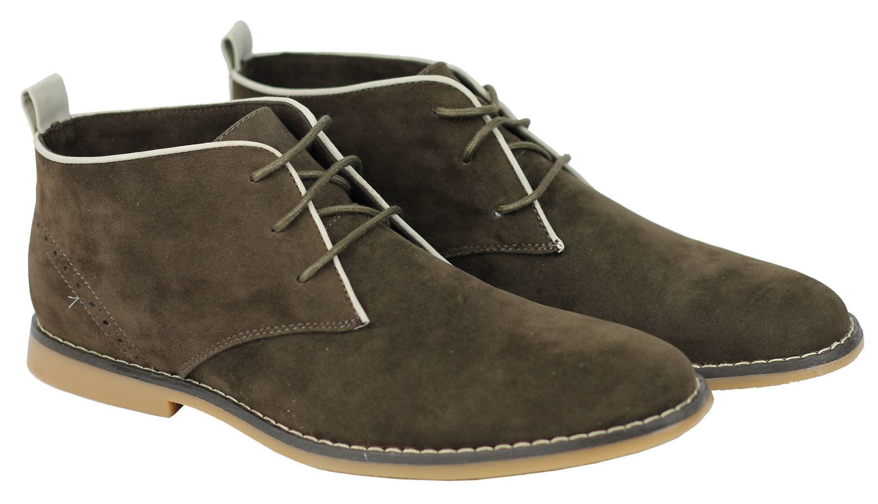 Mens Vintage Faux Suede Leather Desert Chukka Retro Lace up Boots Low