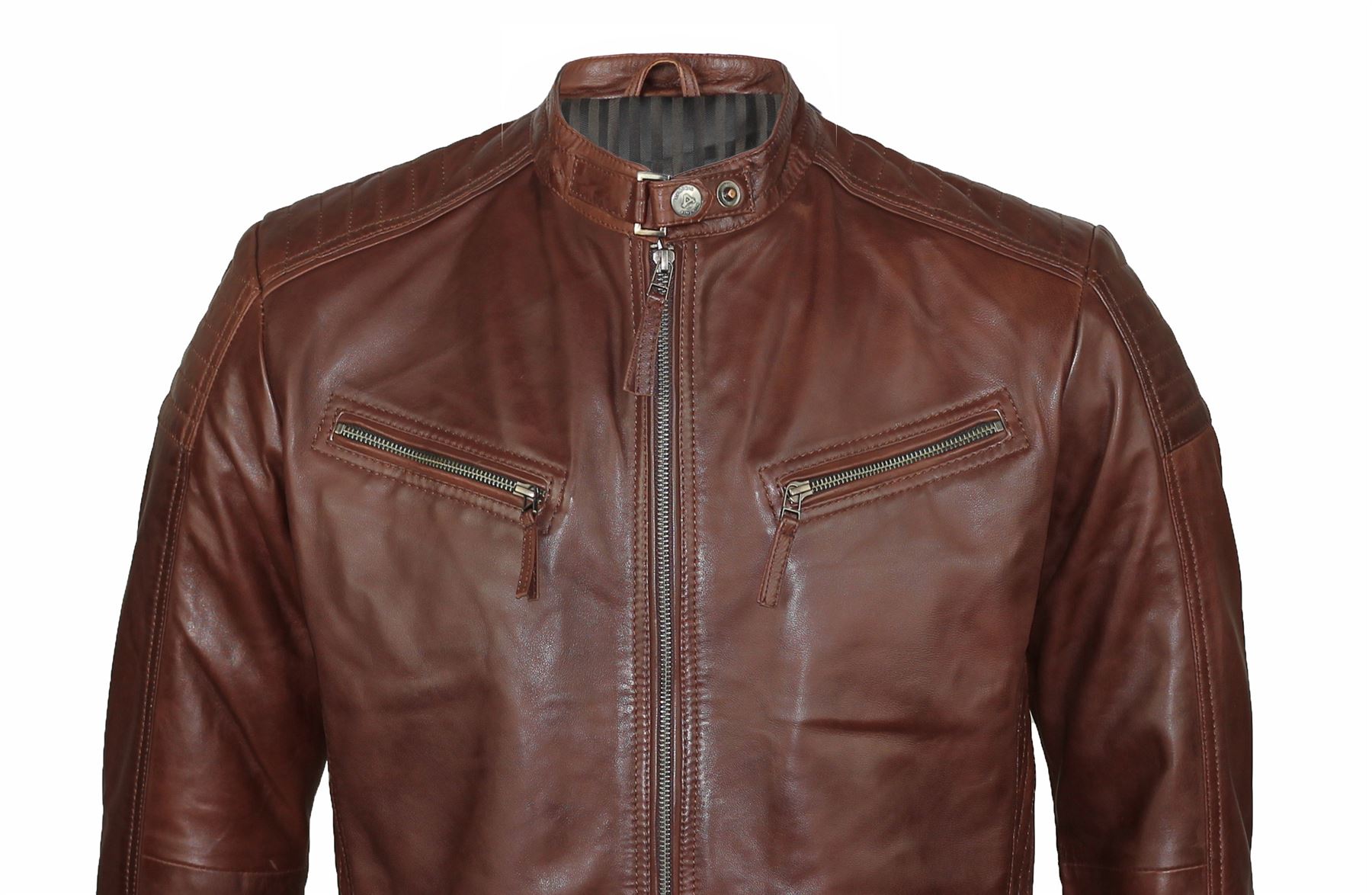 Mens Classic Real Soft Leather Brown Biker Jacket Vintage Urban Retro Casual | eBay