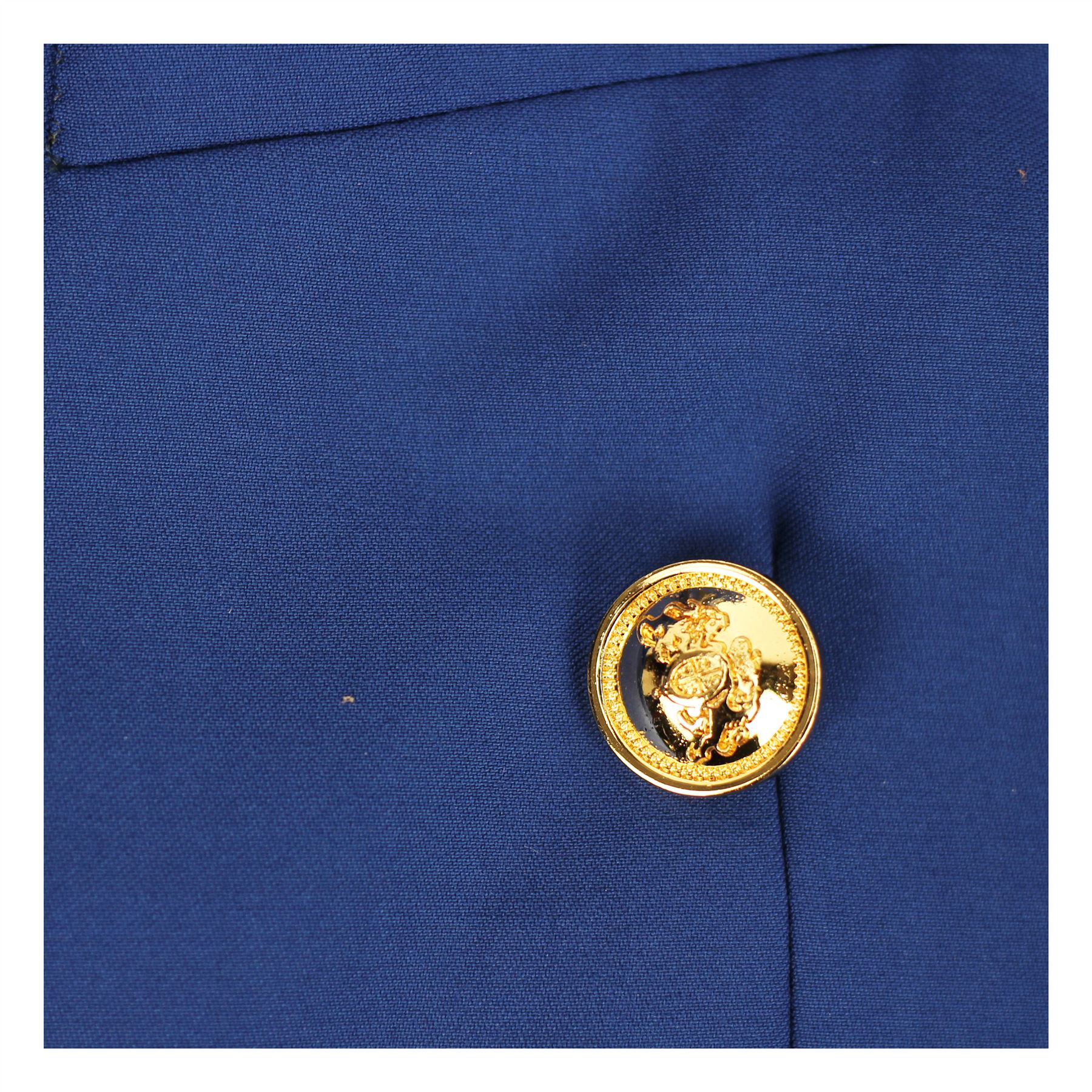 Mens Classic Fitted Double Breasted Black Blue Blazer Gold Buttons