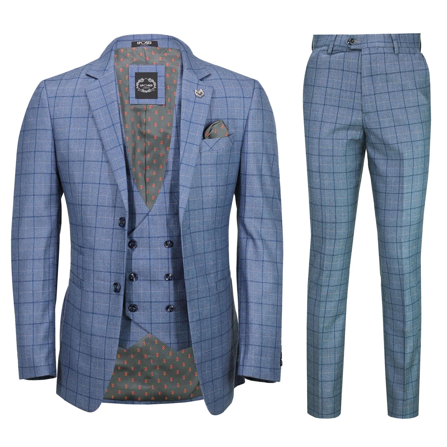 Hector - Mens 3 Piece Check Suit Retro Vintage Smart