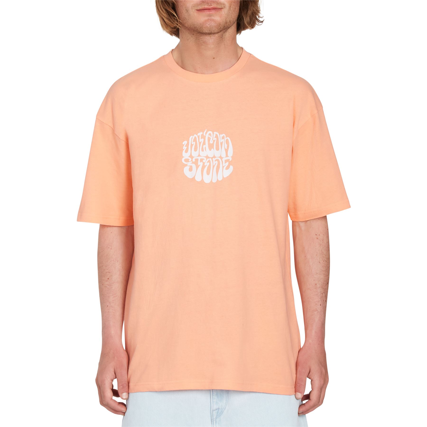 Volcom tshirt short sleeve mens cotton crew neck Circle Trip peach