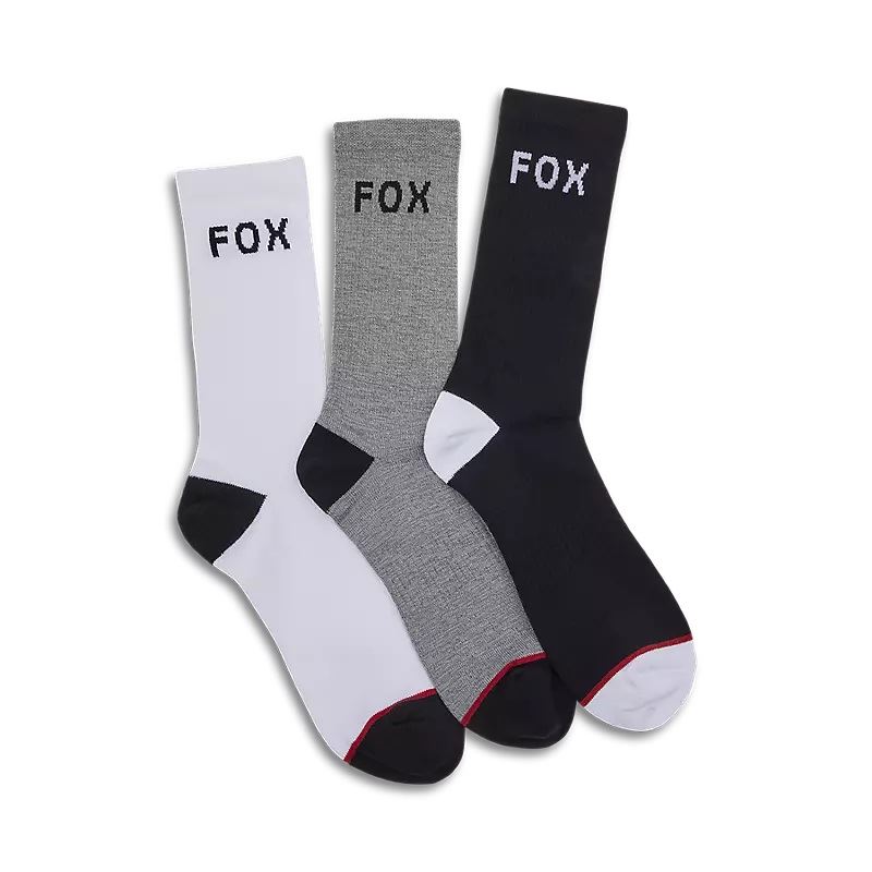 Fox Racing Socks Crew Mens 3 Pack Black White Grey
