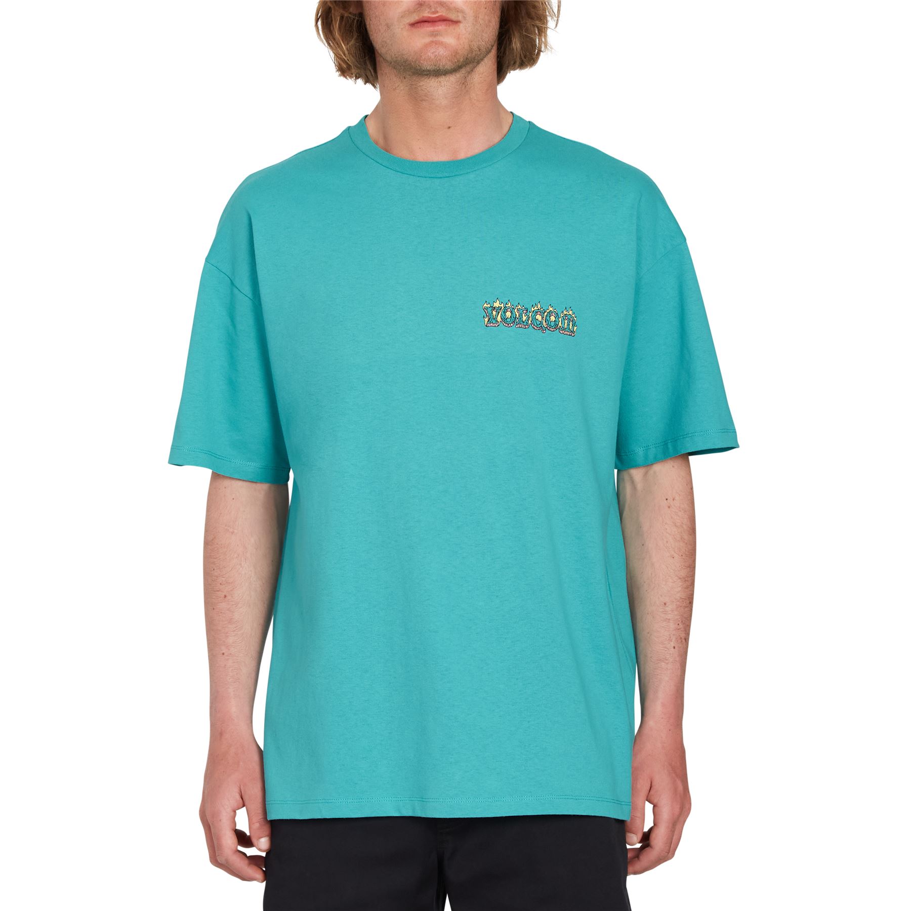 Volcom tshirt short sleeve mens cotton crew neck Alstone teal
