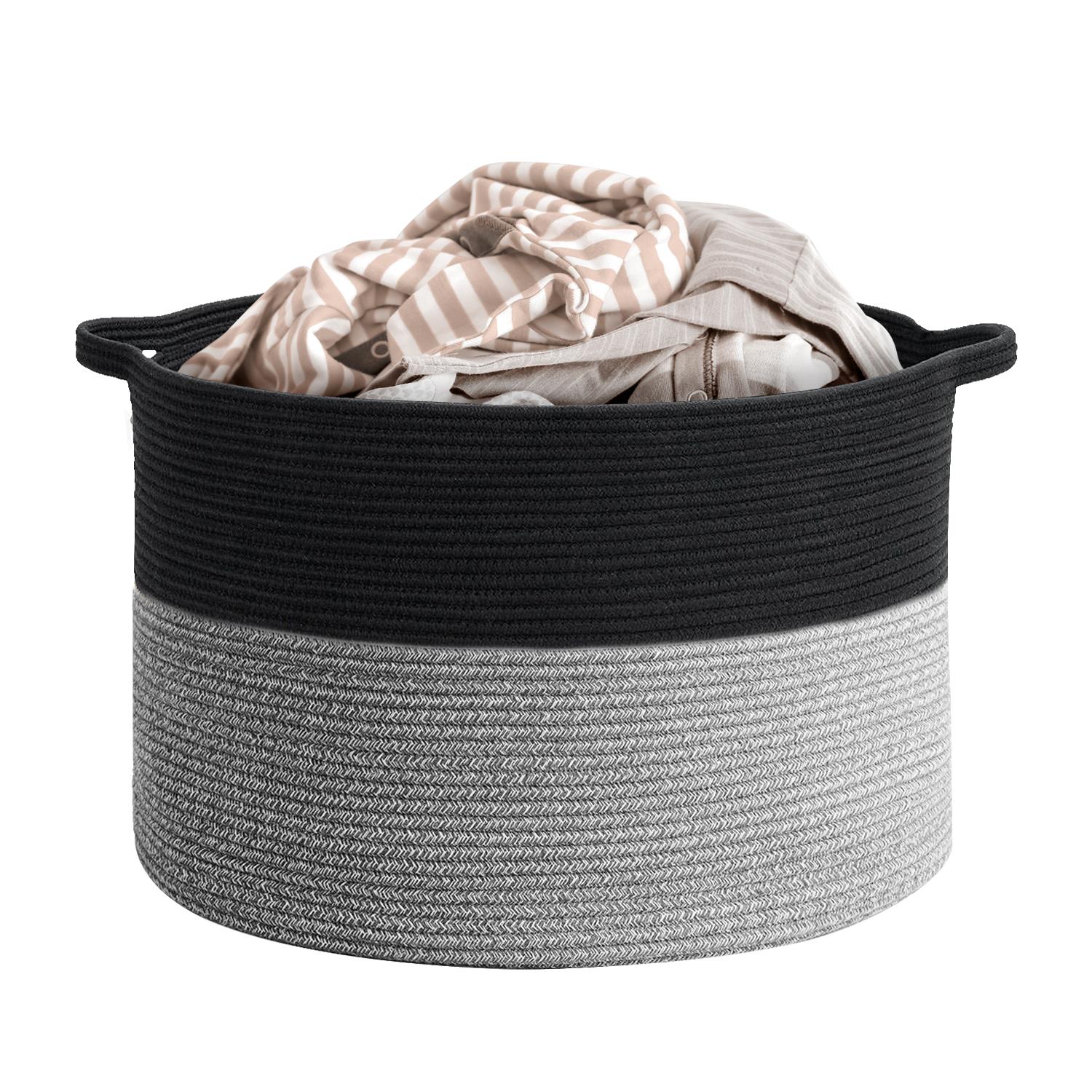 Vinsani Laundry Basket Natural Cotton Hand-Woven Rope Hamper Minimalist Storage - Picture 24 of 68