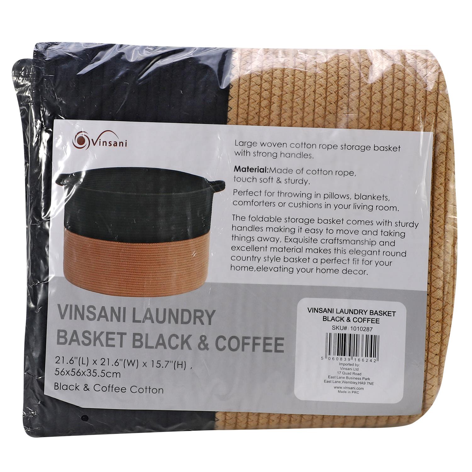 Vinsani Laundry Basket Natural Cotton Hand-Woven Rope Hamper Minimalist Storage - Picture 13 of 68