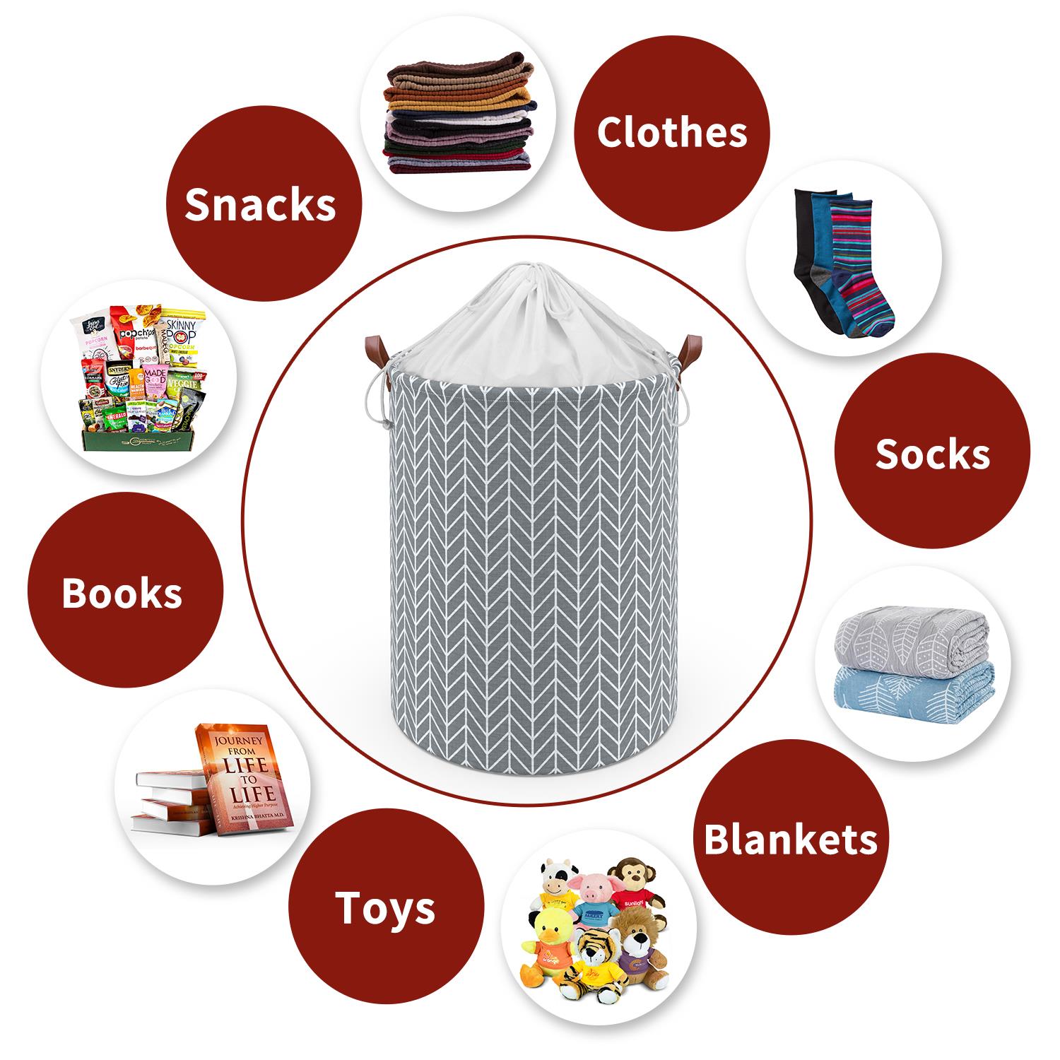Vinsani Freestanding Laundry Basket Storage Sorter with Drawstring Lid - Picture 5 of 111