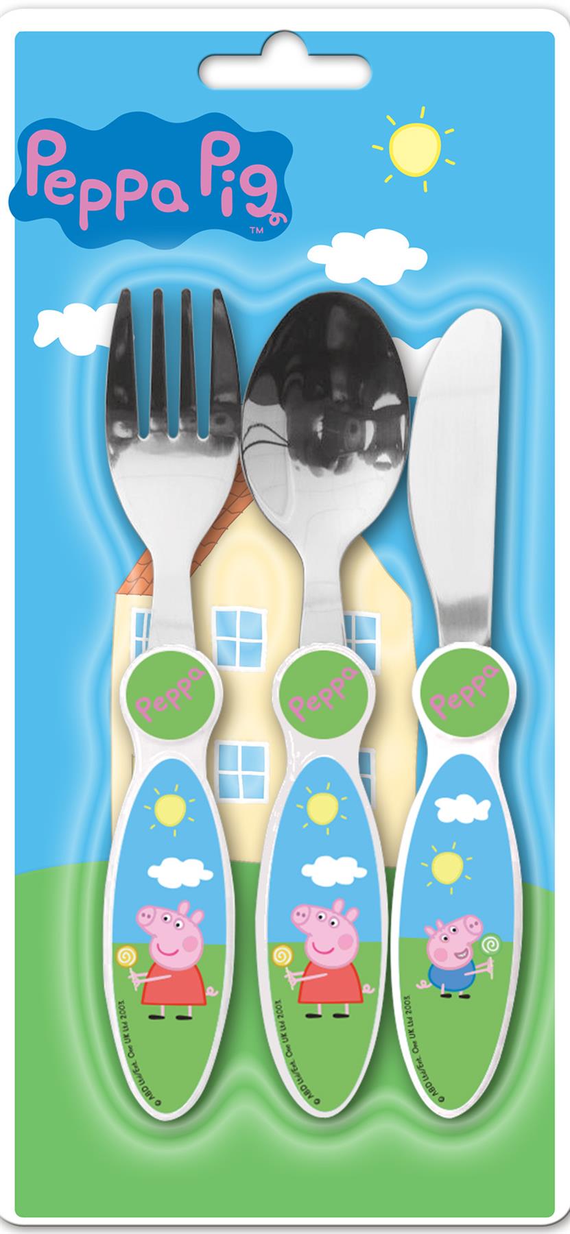 PEPPA PIG 4 Piece Cutlery Fork Spoon Box Set Tableware Pink Gift Toddler Baby UK
