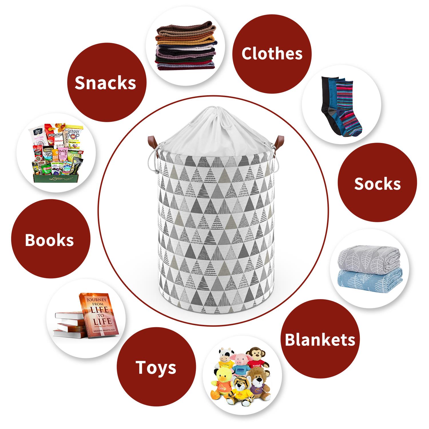 Vinsani Freestanding Laundry Basket Storage Sorter with Drawstring Lid - Picture 82 of 111