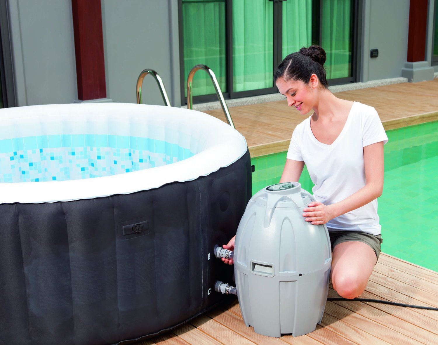 inflatable tub spa pool miami jacuzzi portable lay luxury bestway tubs outdoor icu