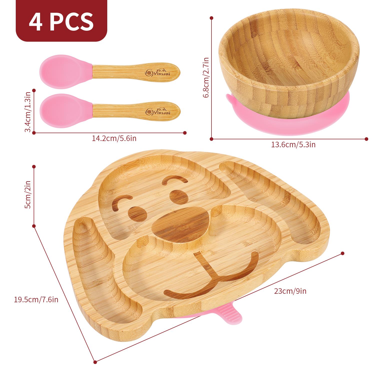 Vinsani Bamboo Dog Plate Bowl & Spoon Set Suction Bowl Stay-Put Design - Picture 43 of 73