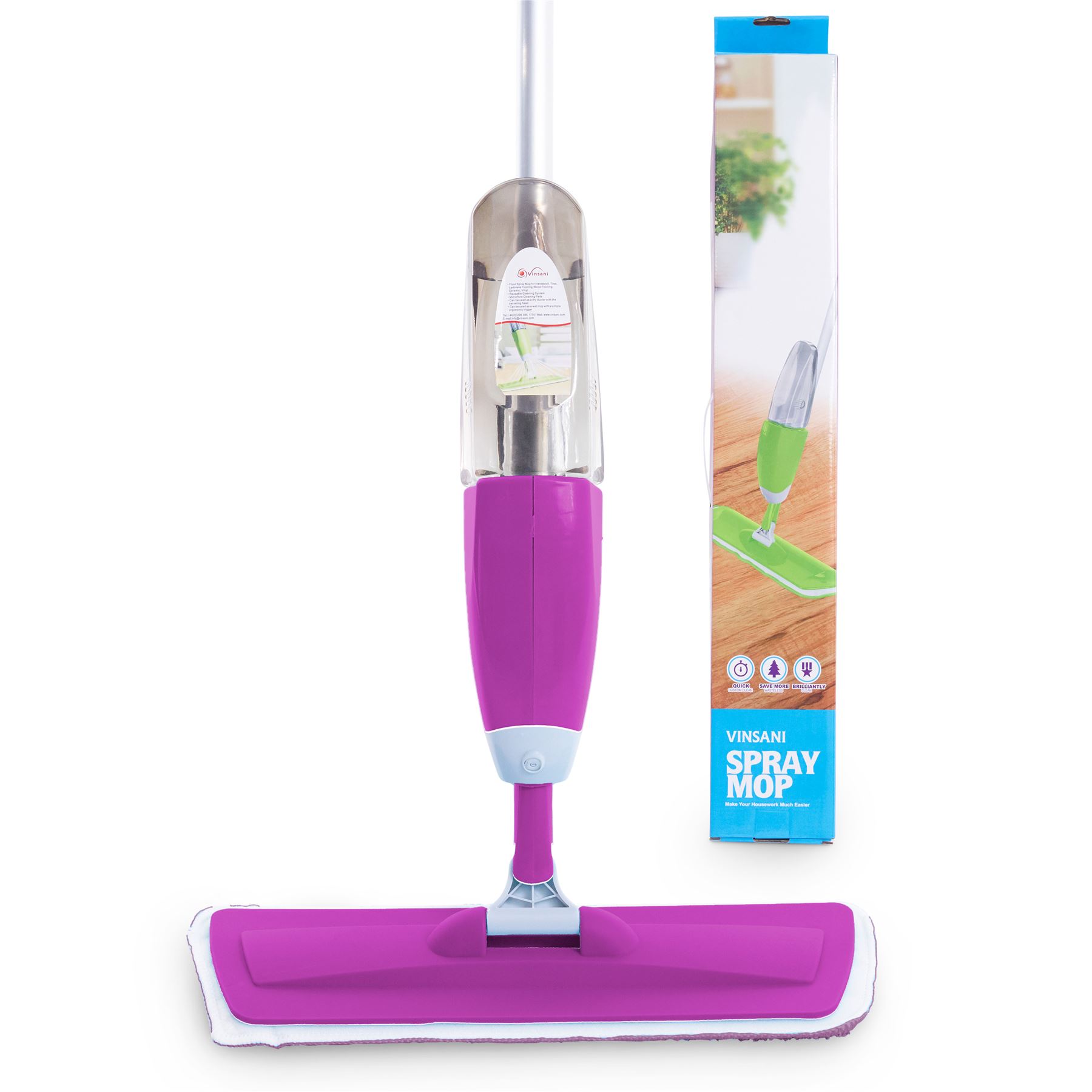 Vinsani Spray Floor Mop Water Floor Cleaner or Microfibre Pads or Water